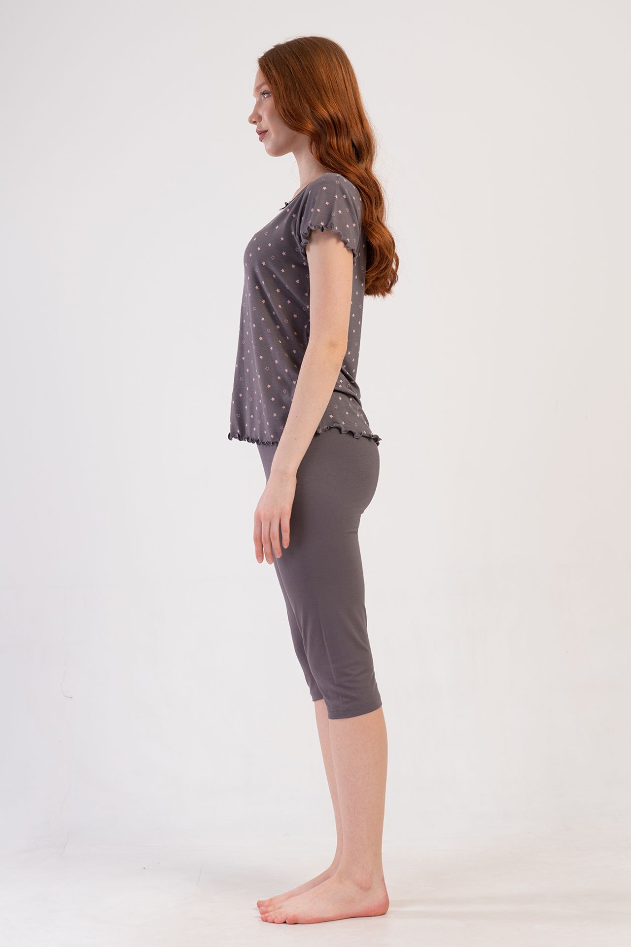 YAKE Puantiye Capri 2 Parçalı Pijama Takımı 2