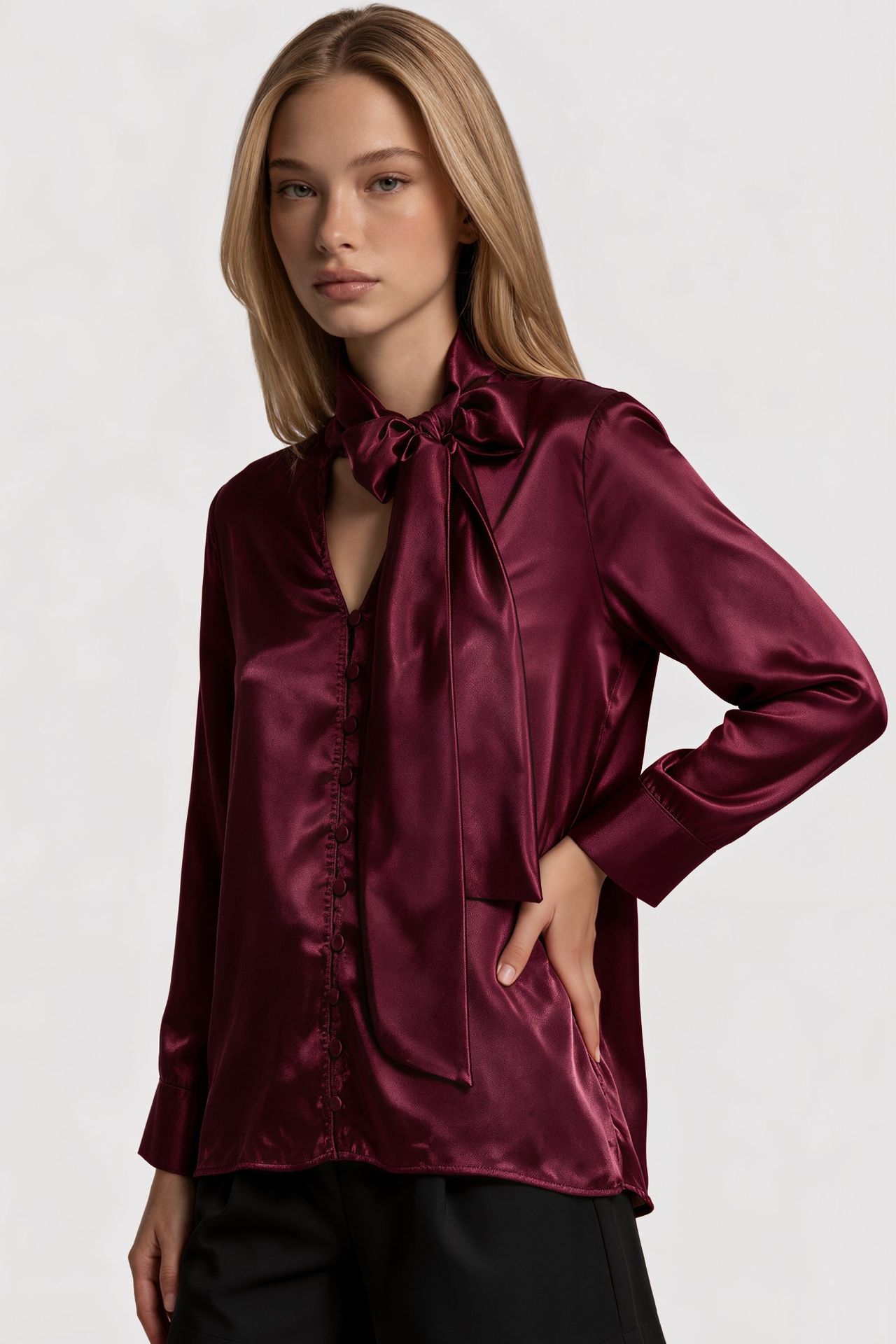 MSN Women's Loose Woven Shirt-collar T-shirt 2