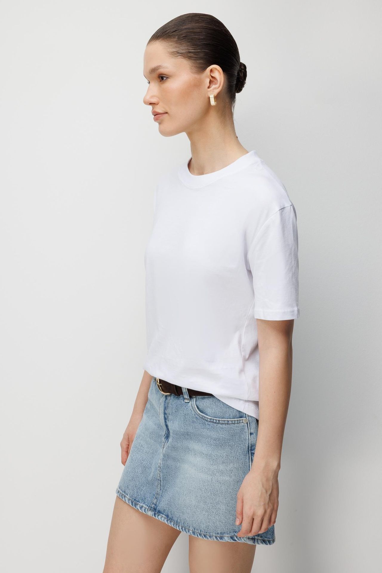 MIXRAY Oversized Ribbed Crew Neck Two-Piece T-Shirt Set 5