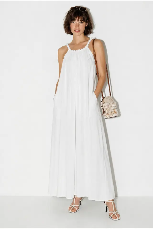 LUCCI Women's Halter Maxi Dress With Pocket