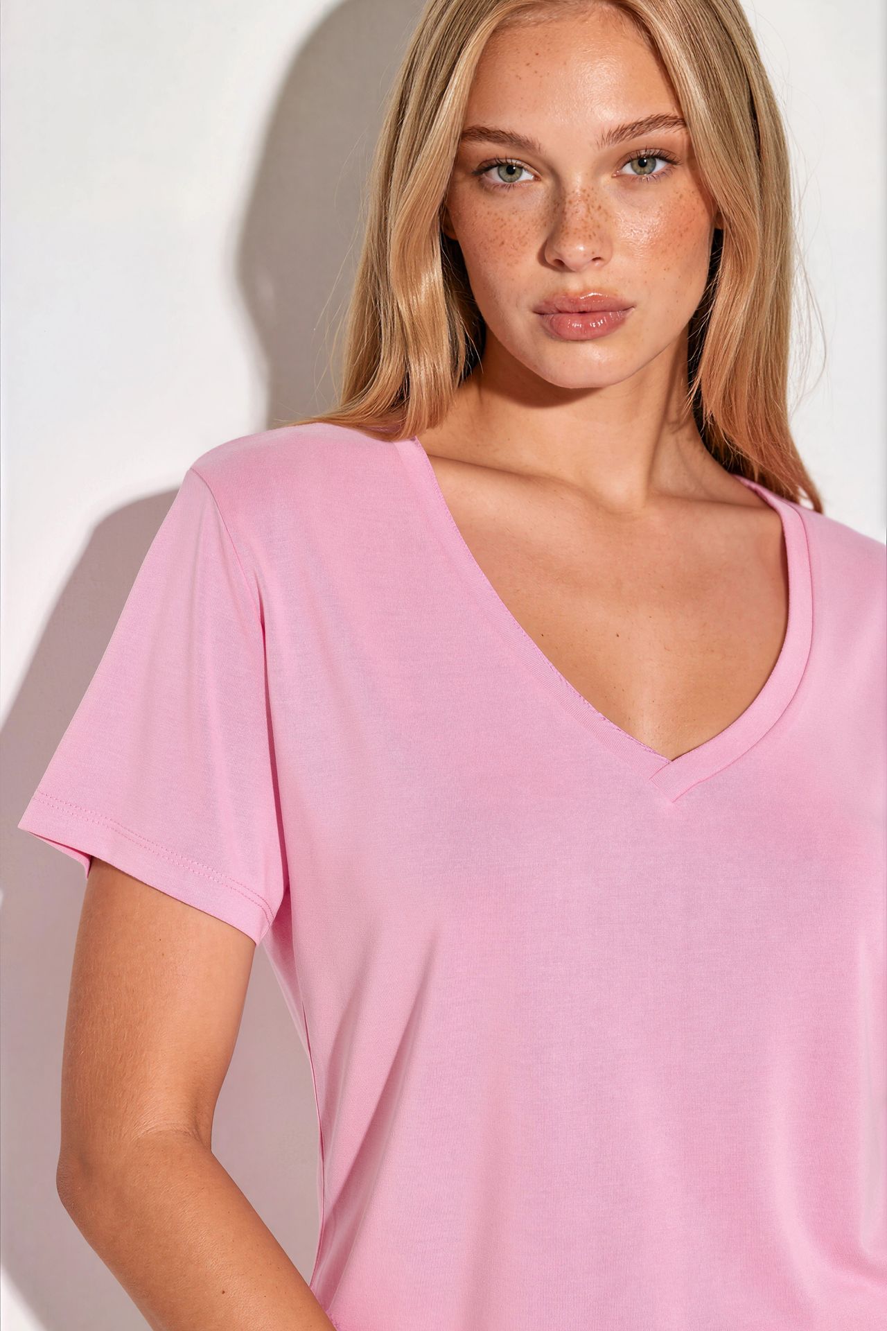 BUSEM V-Neck Short Sleeve Modal Blouse 2