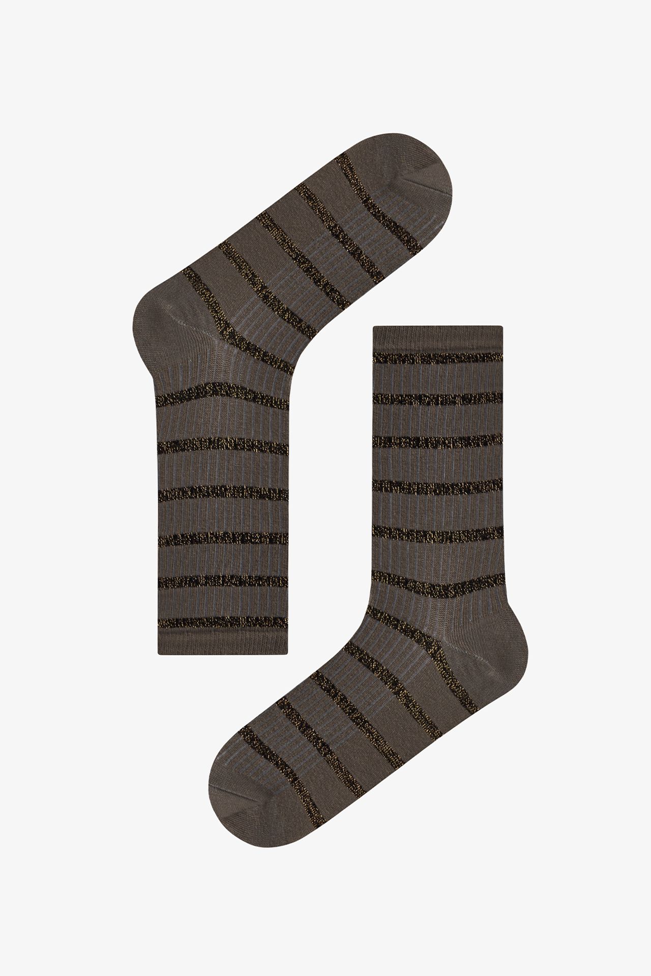 PENTI Striped Shiny Line Cotton Glitter Crew Socks Pair 3