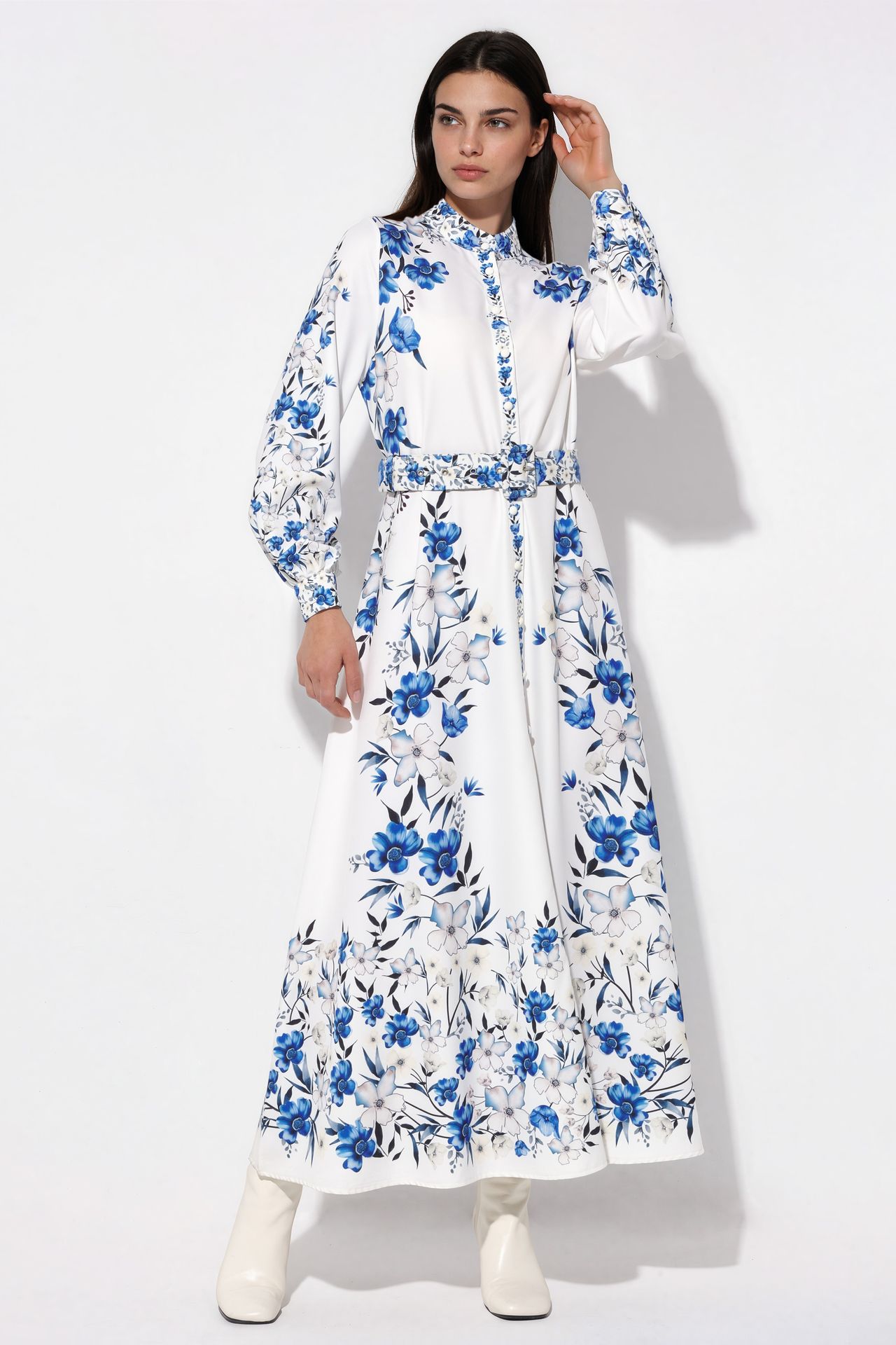 MSN Floral Belted Maxi Shirt Dress 1