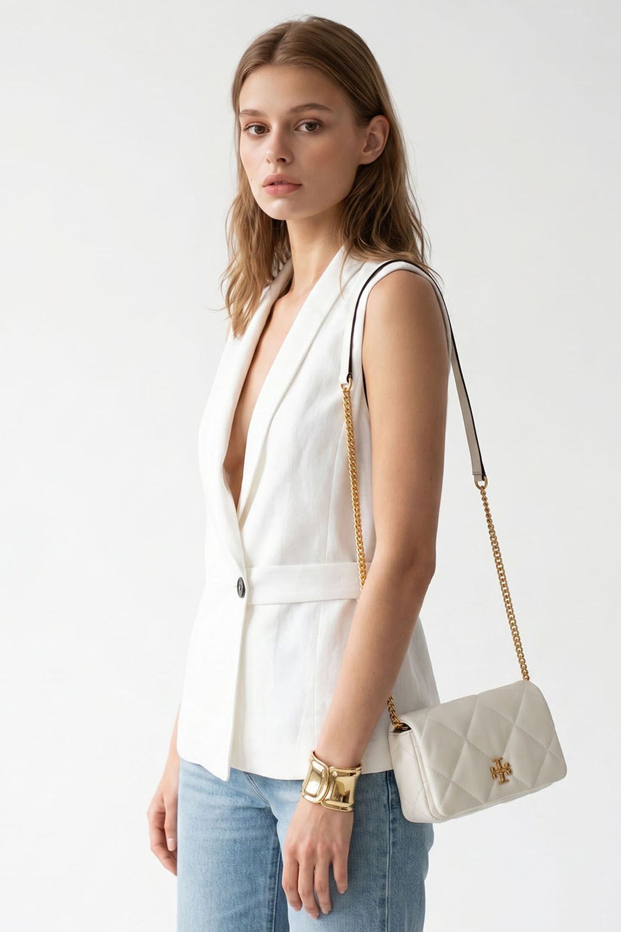MIXRAY Belted Cotton-linen Waistcoat 4