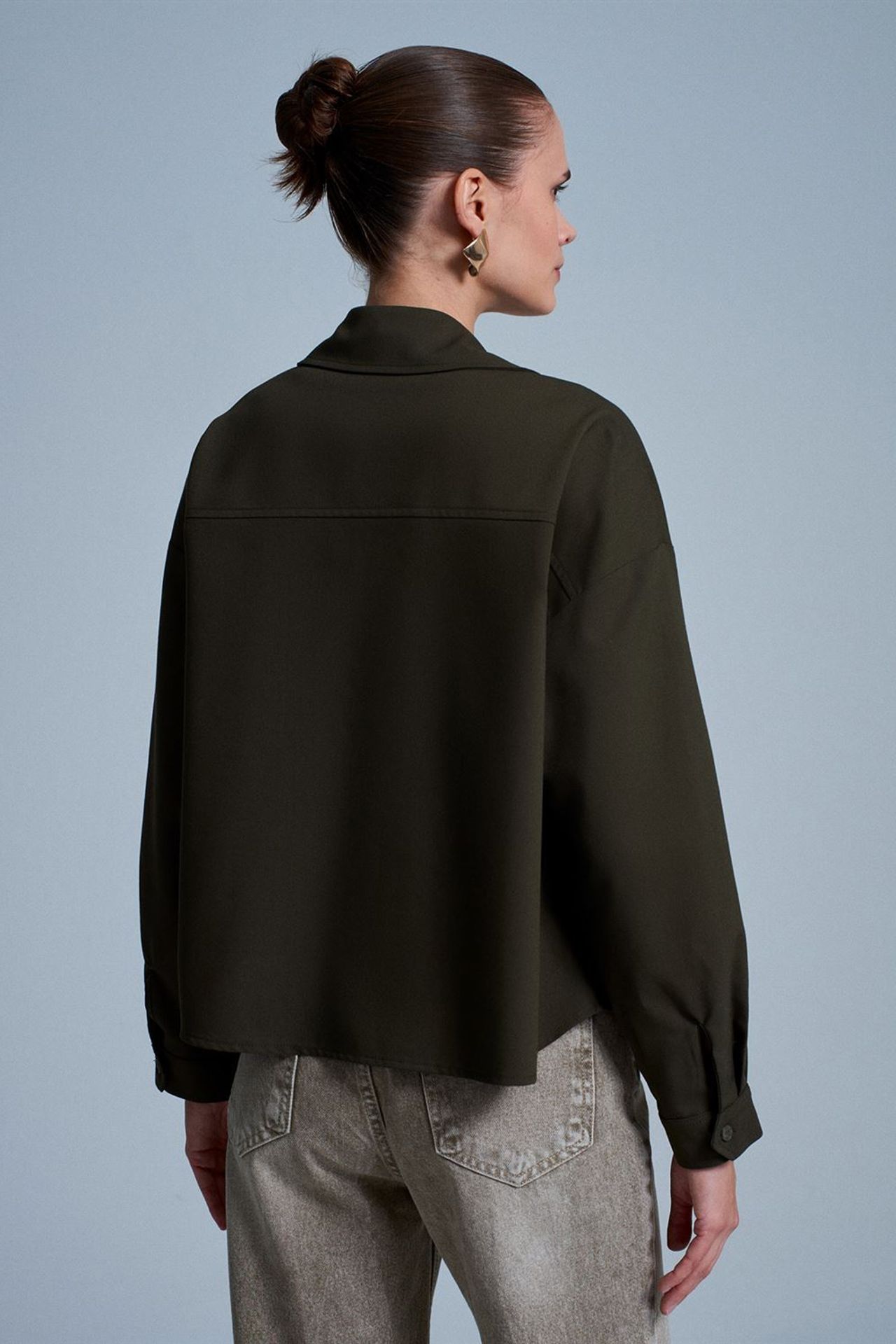 DILVIN Oversize Krep Düğmeli Gömlek 2
