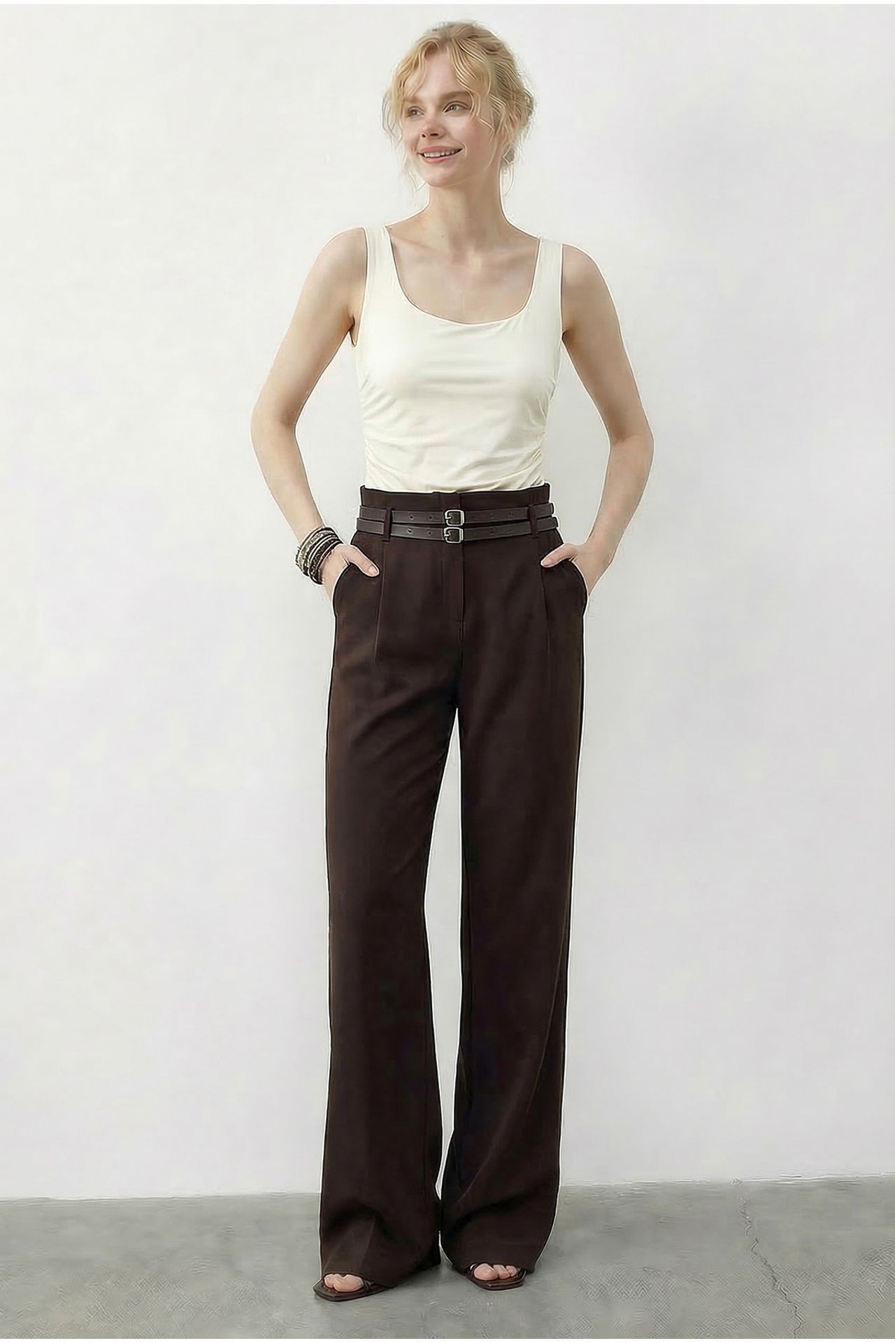 LUCCI Women's High Waist Wide Leg Pants 1