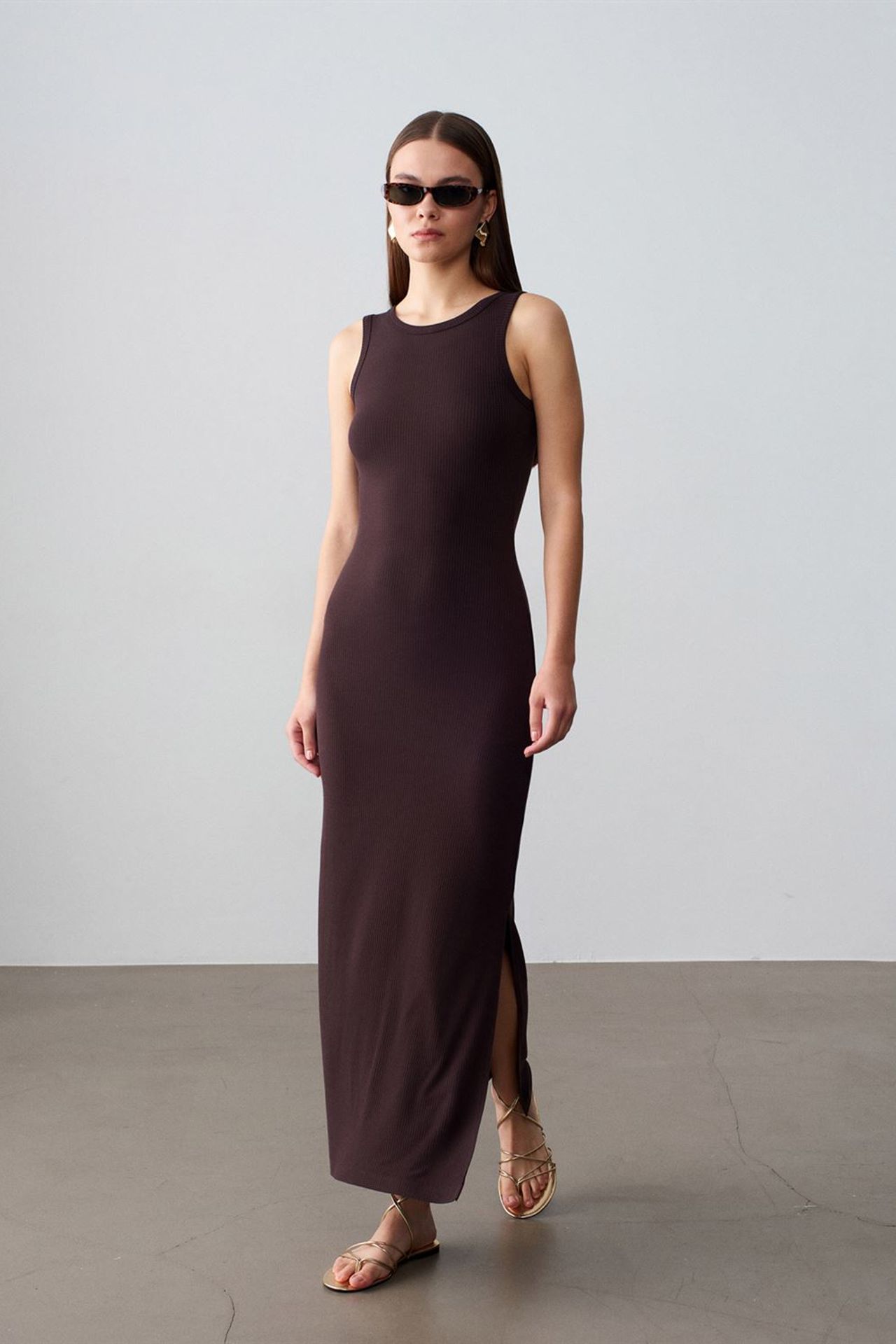 DILVIN Ribbed Sleeveless Bodycon Maxi Dress 4