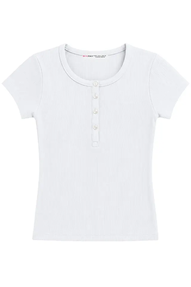 Mixray Fitted Cotton Button Tank Top