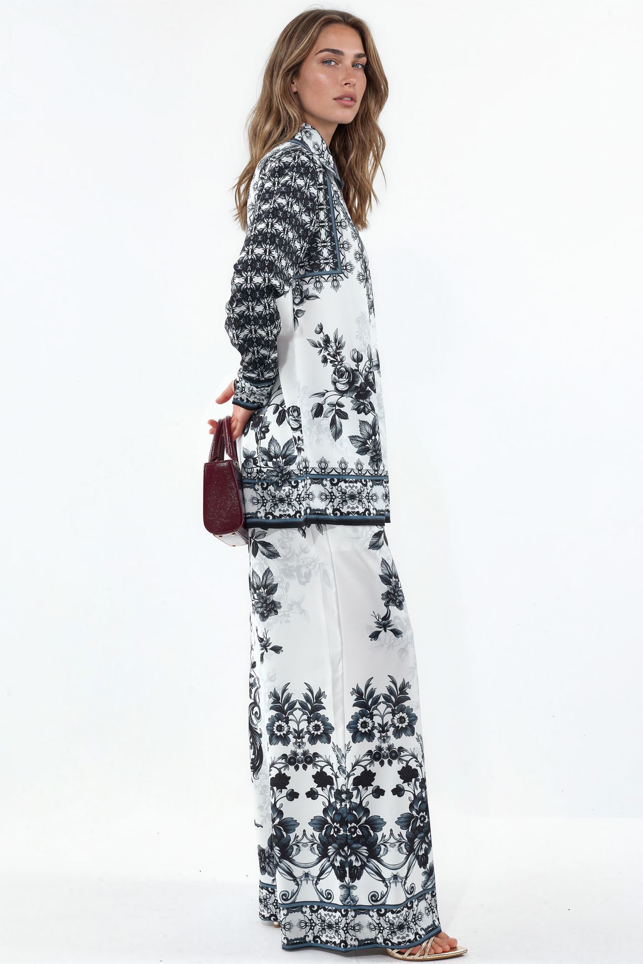 MSN Floral Shirt And Wide-Leg Trousers Set 2