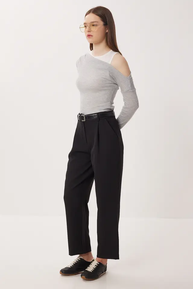 ISTANBUL High Waist Tailored Trousers with Belt