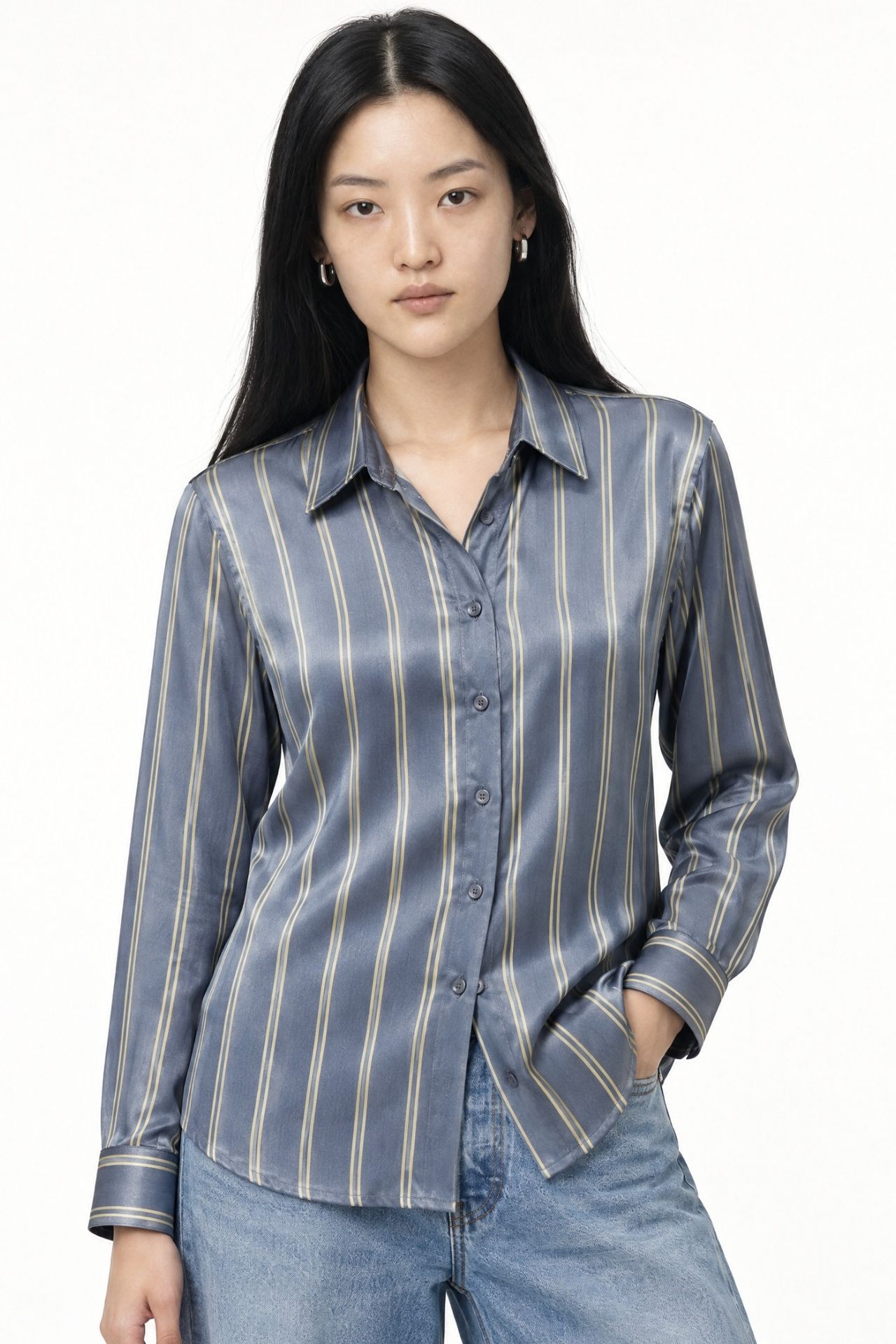 MIXRAY Women's Striped Shirt 1