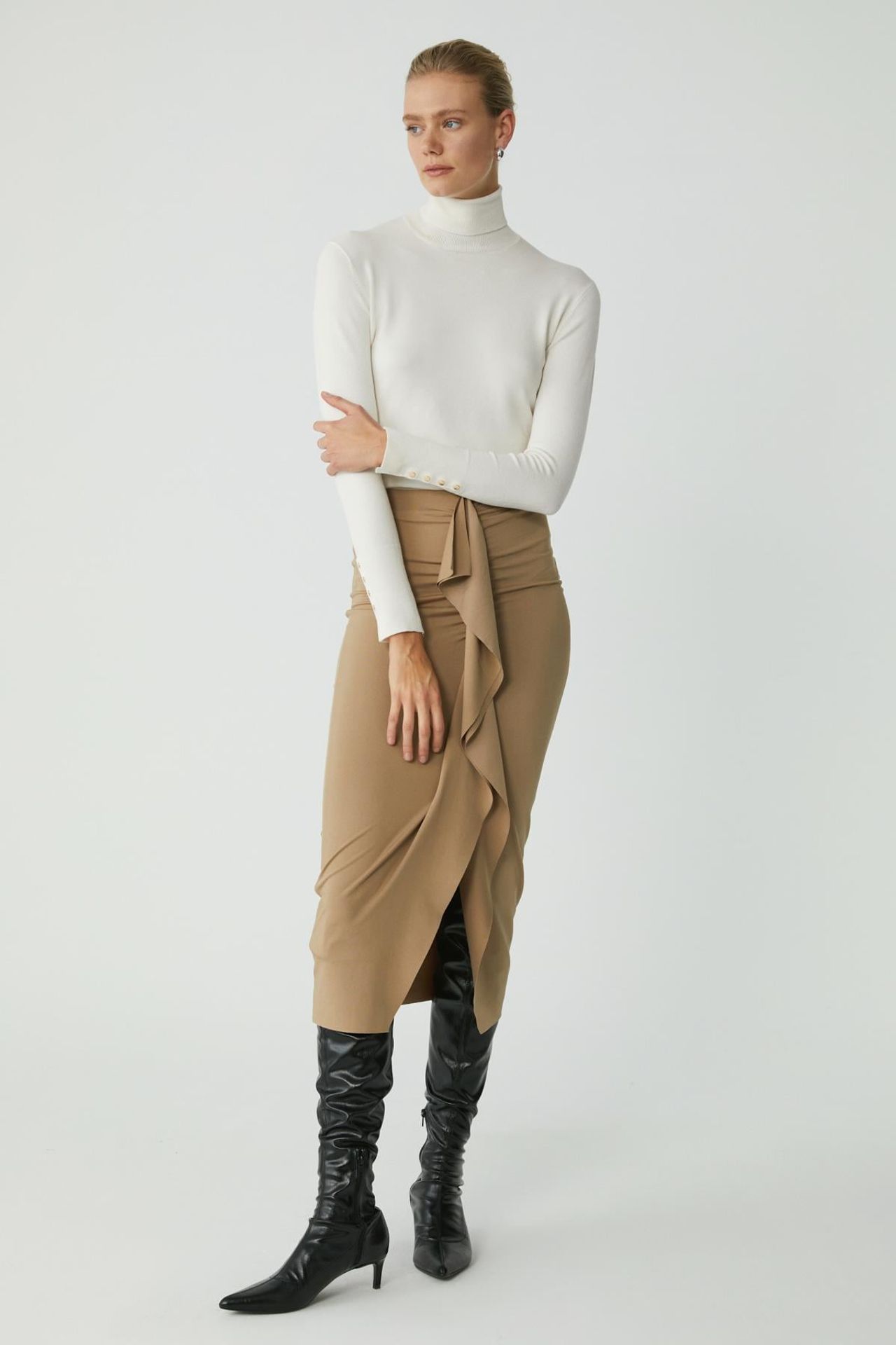 ETHIQUET High Waist Midi Pencil Skirt 4