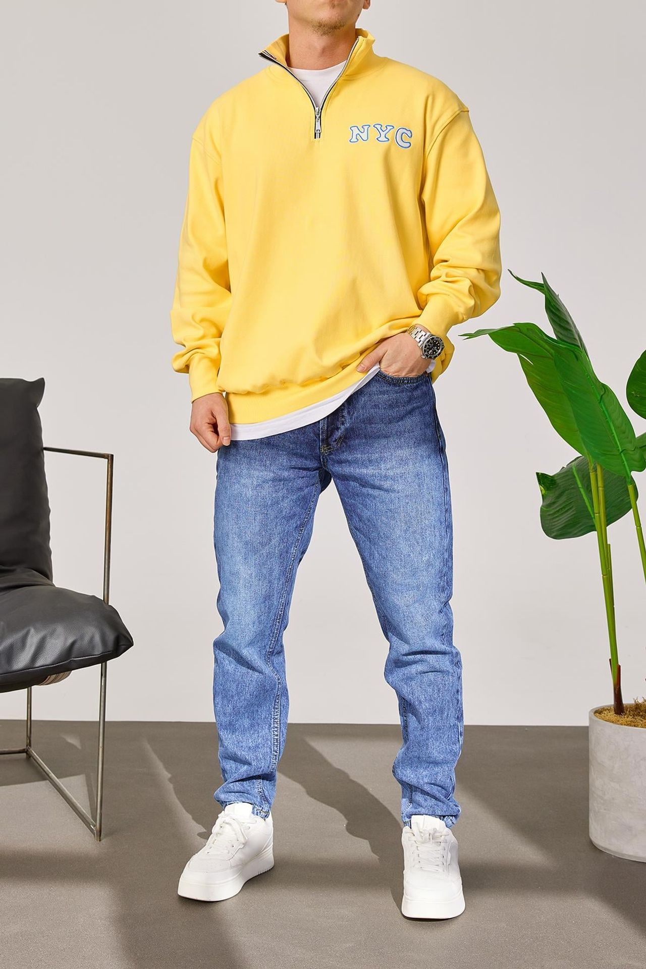 NOMARC Rahat Bisiklet Yaka Uzun Kollu Sweatshirt 1