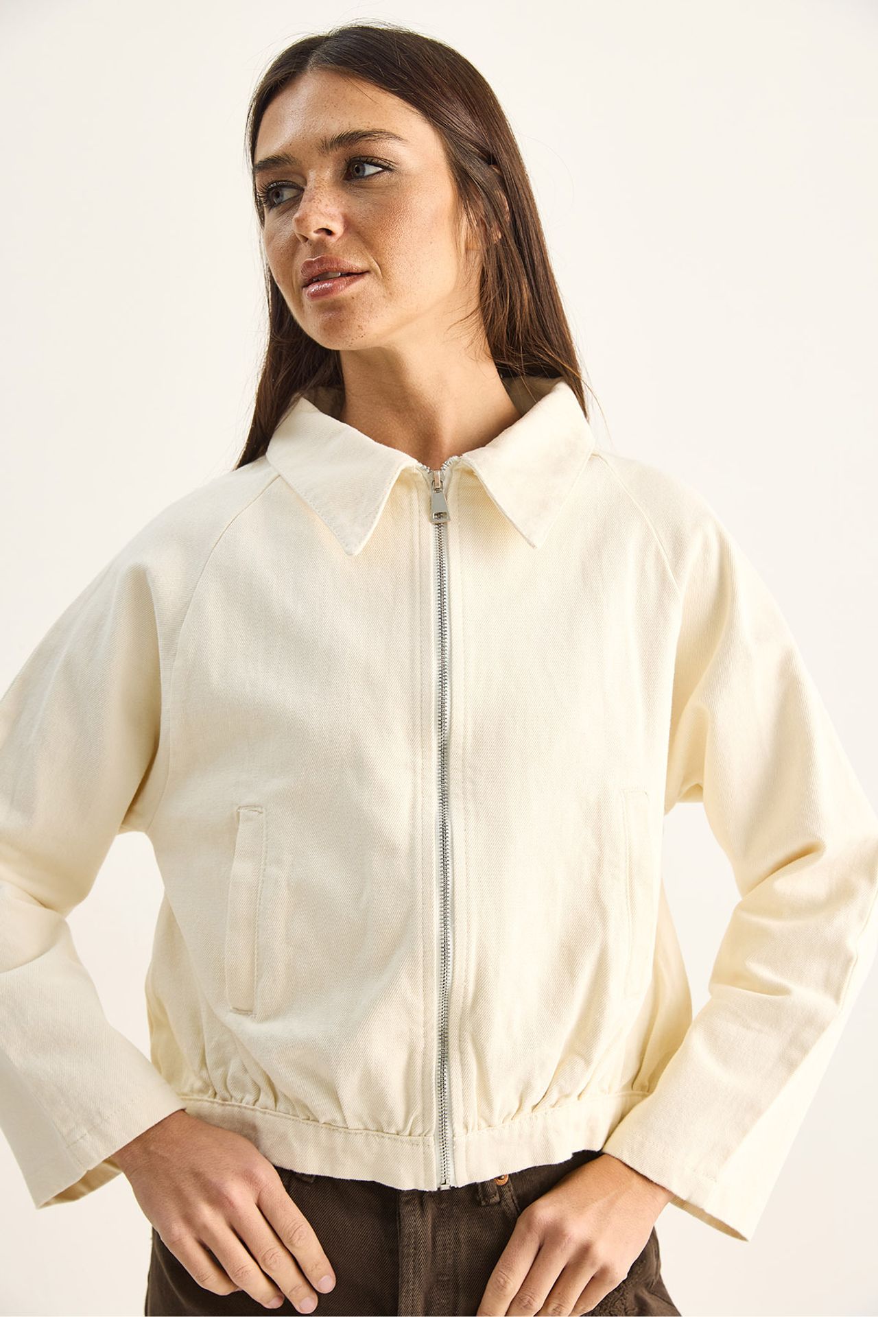 LUCCI Cotton Poplin Cropped Bomber Jacket 5