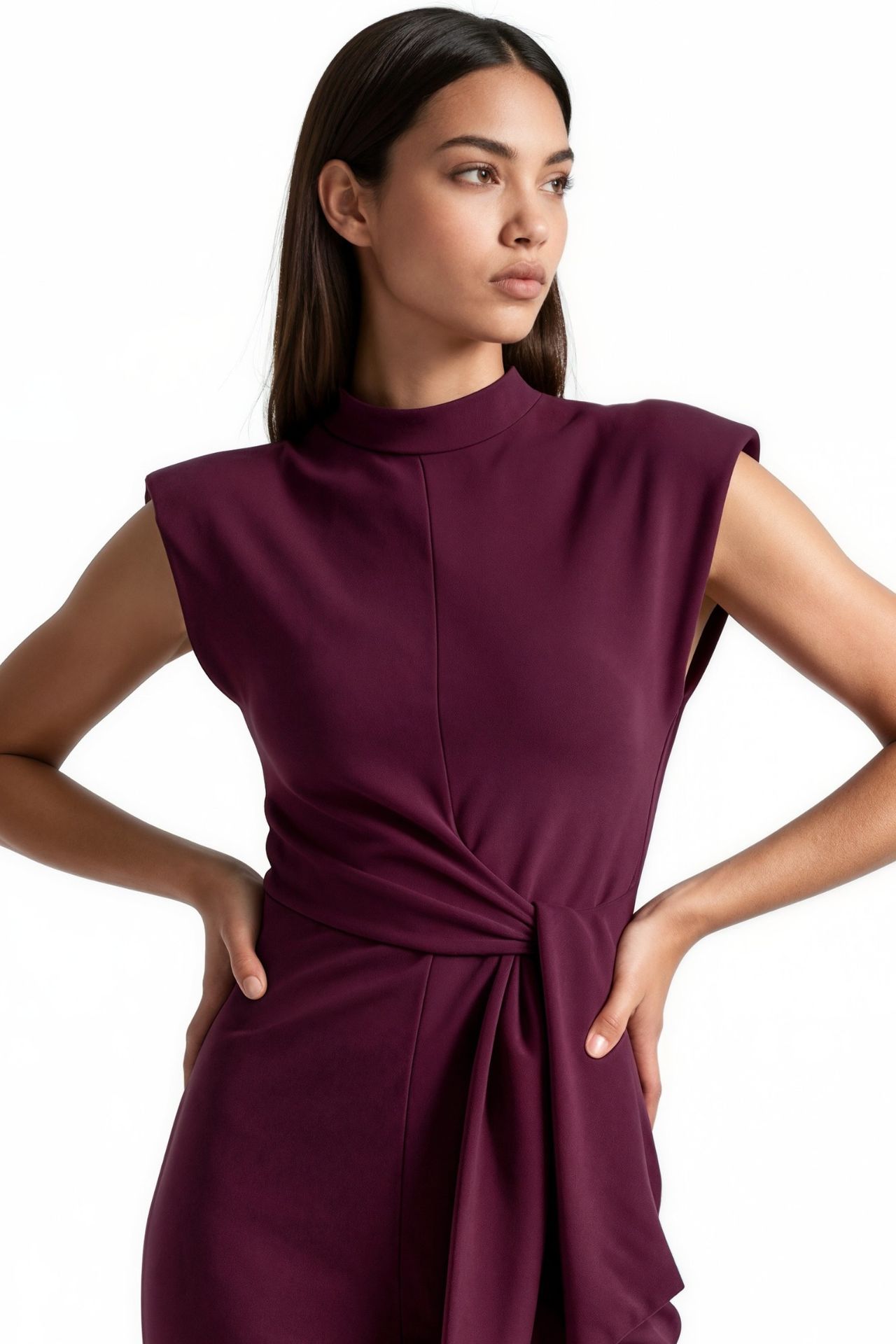 BUSEM Sleeveless Fitted Midi Dress With Tie Detail 4