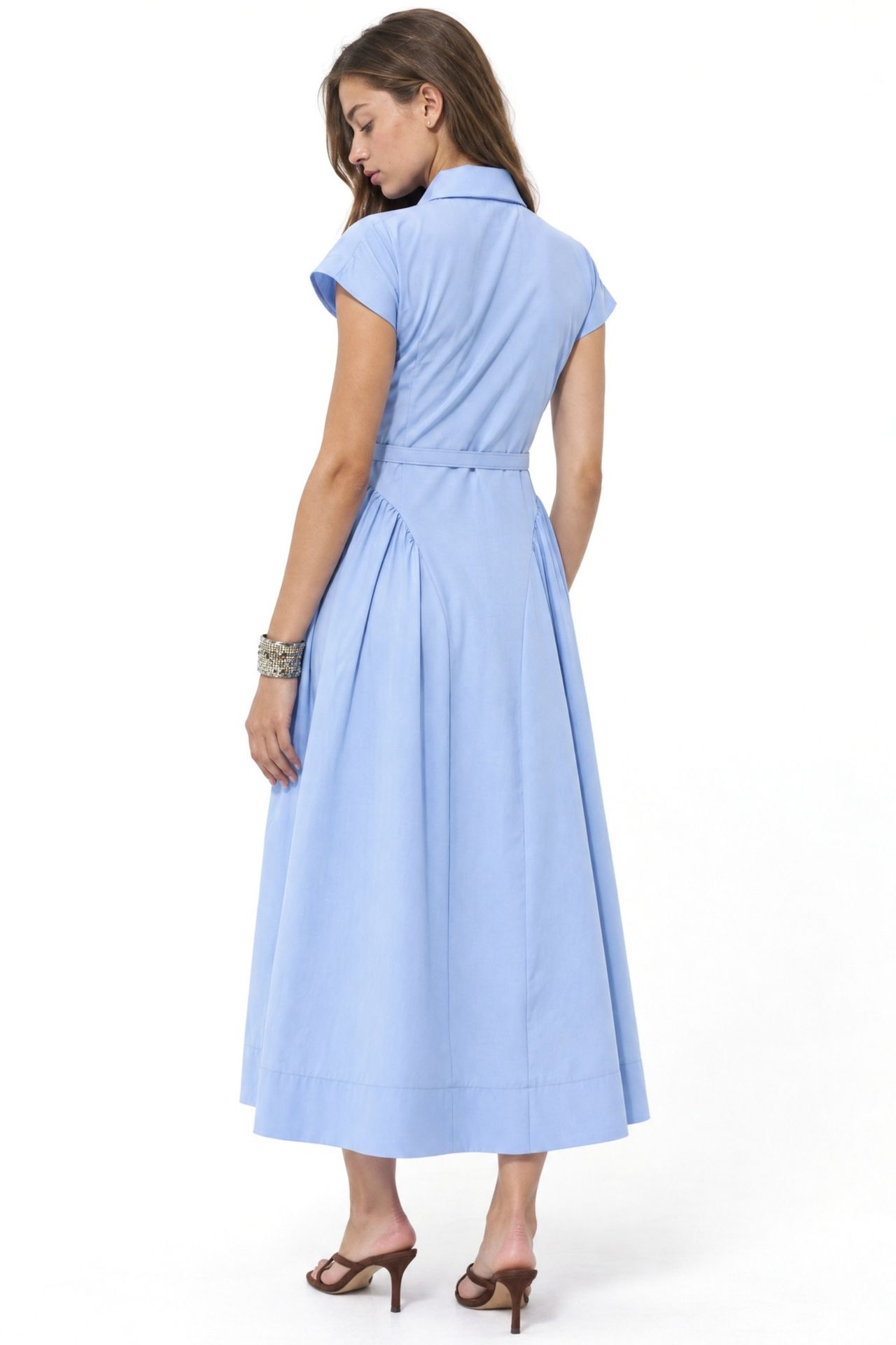 BUSEM Belted Midi Dress with Shirt Collar 3