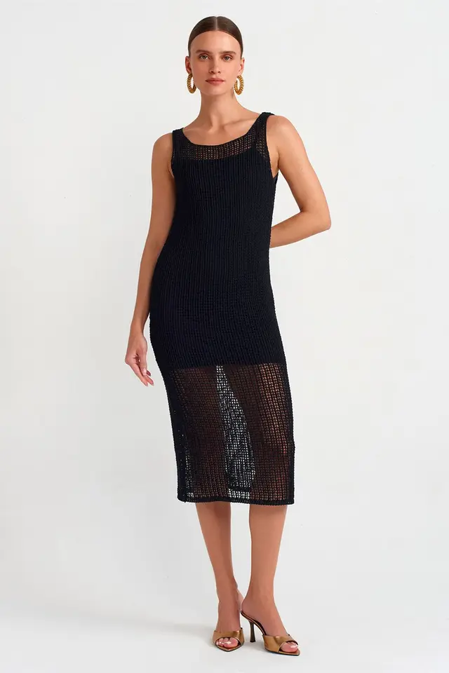 DILVIN Sleeveless Ribbed Midi Dress