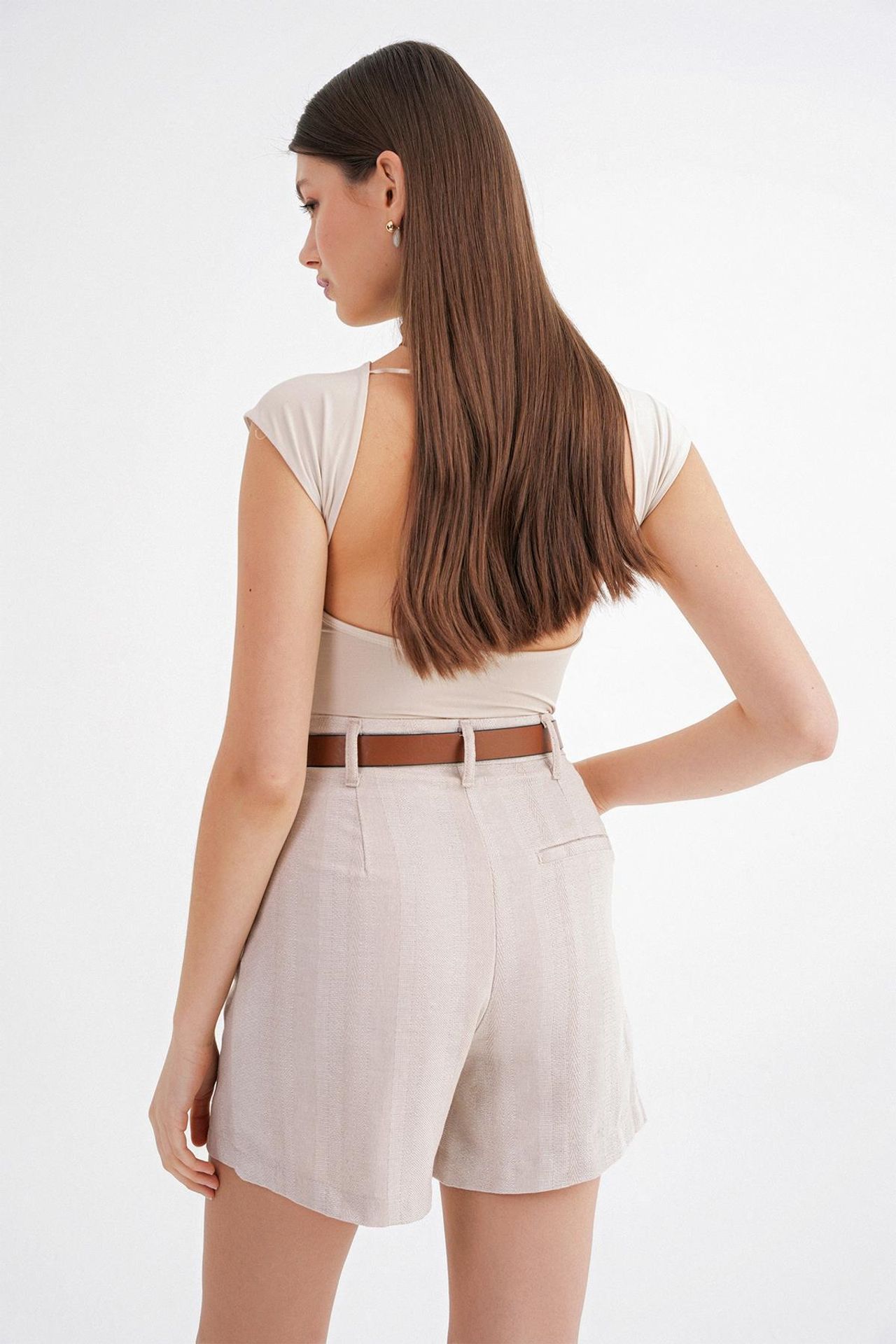 Mixray High-Waisted Shorts with Belt Detail