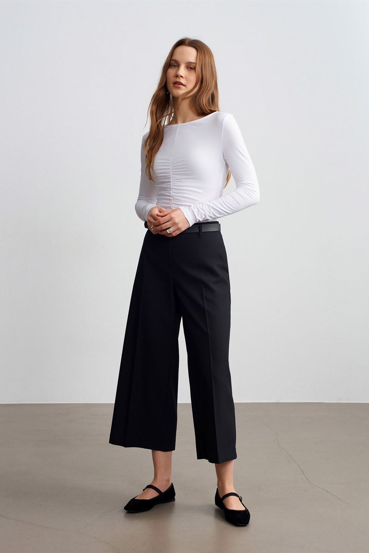 DILVIN Slim Fit Kayık Yaka Uzun Kollu Bluz 4