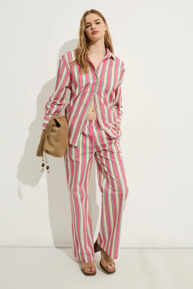 GRIMELANGE Oversized Striped Button Shirt