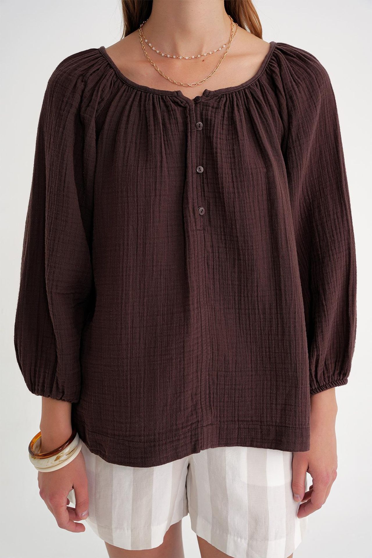 Mixray Buttoned Muslin Blouse 3