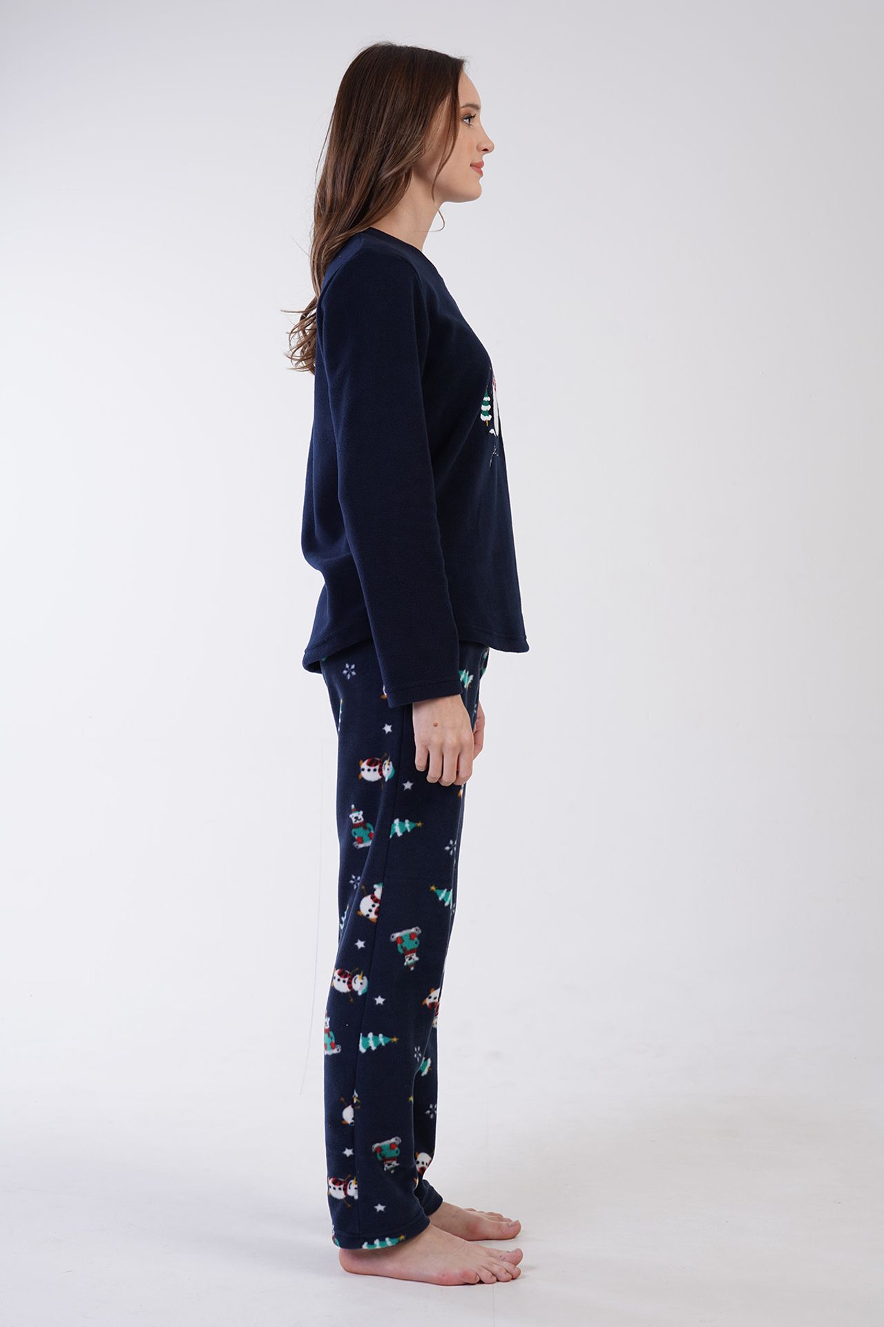YAKE Baskılı Rahat 2 Parçalı Pijama Takımı 4