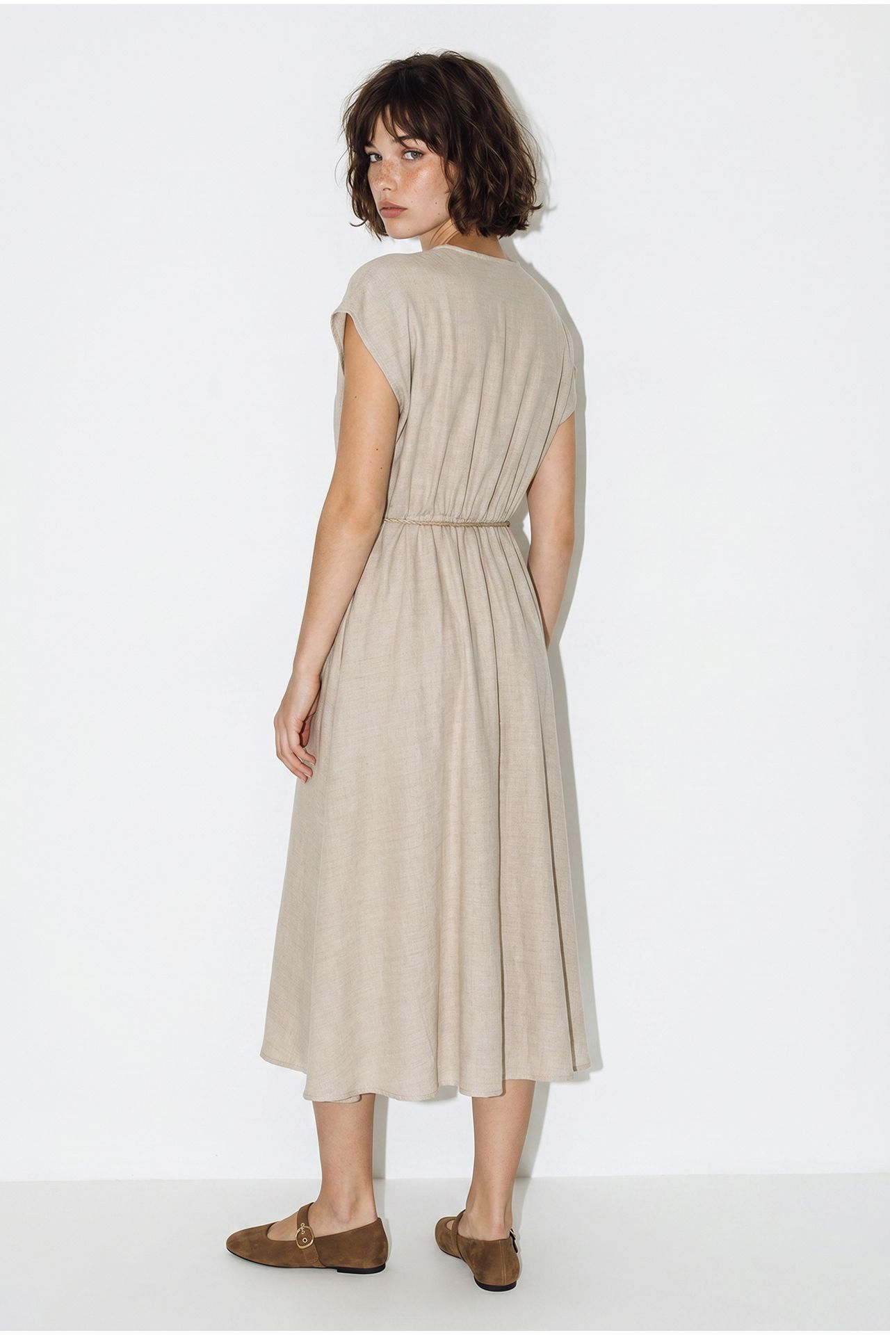 LUCCI Belted Wrap Midi Dress 5