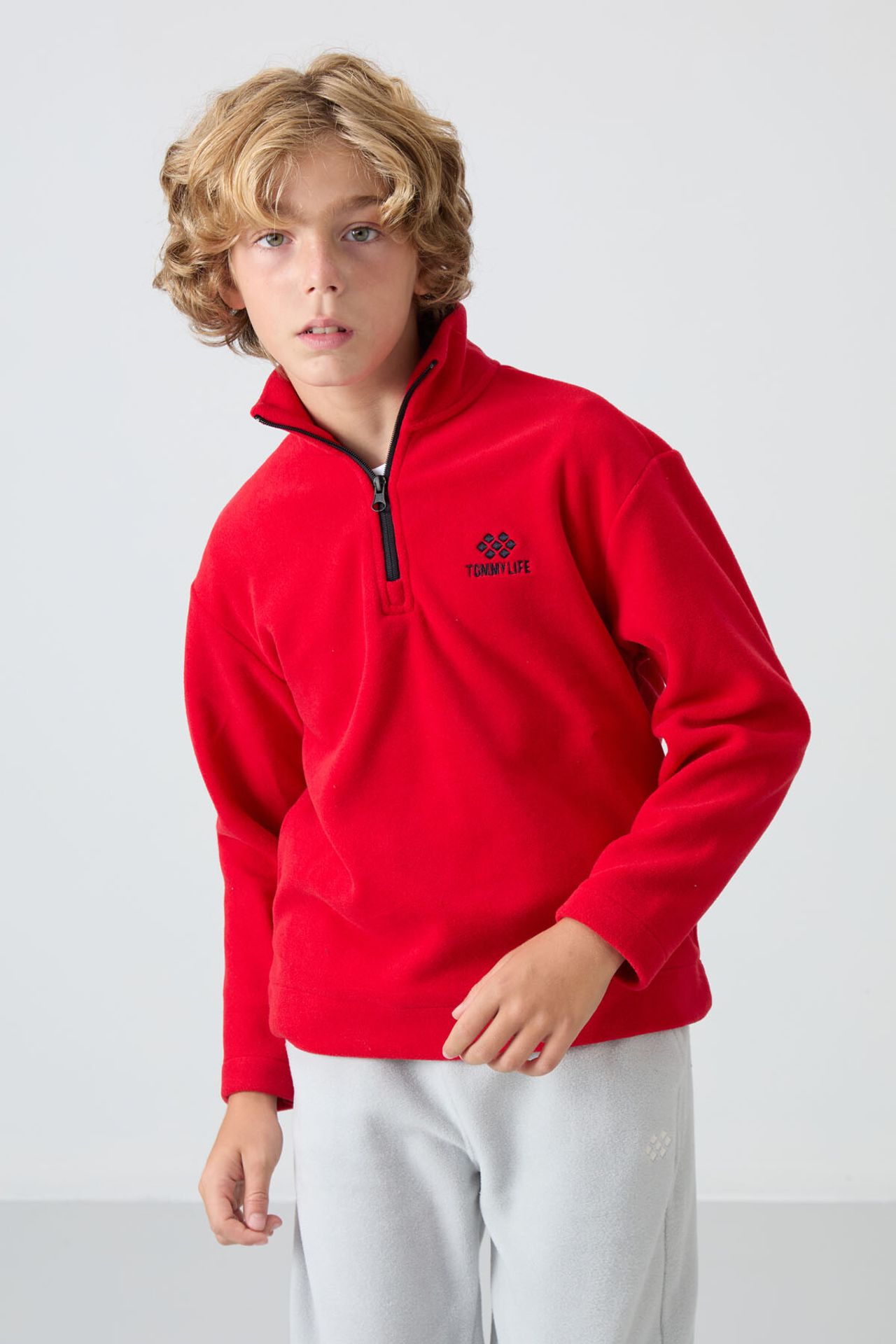 TOMMY Youth Half Zip Embroidered Sweatshirt 4