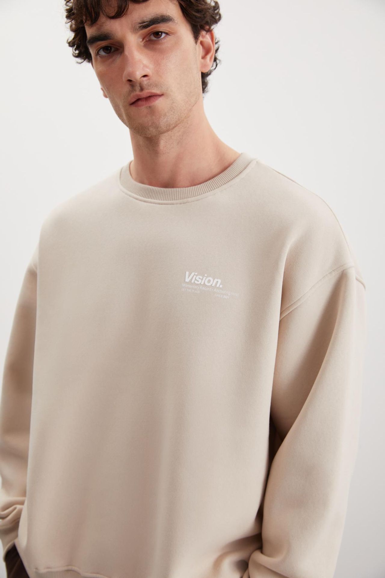 GRIMELANGE Baskılı Geniş Kalıp Bisiklet Yaka Sweatshirt 5