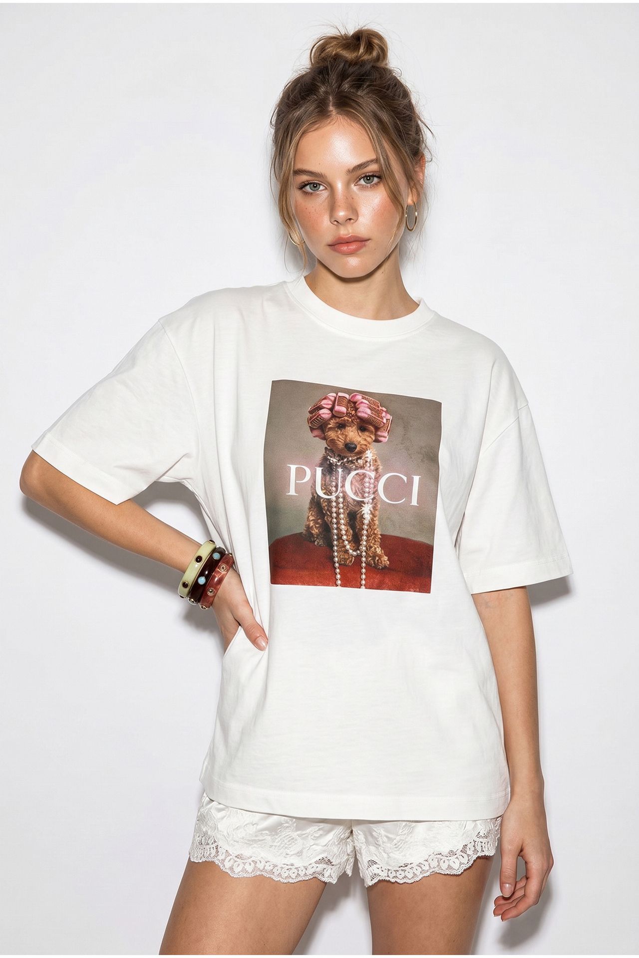 LUCCI Oversized Printed Cotton T-Shirt 2