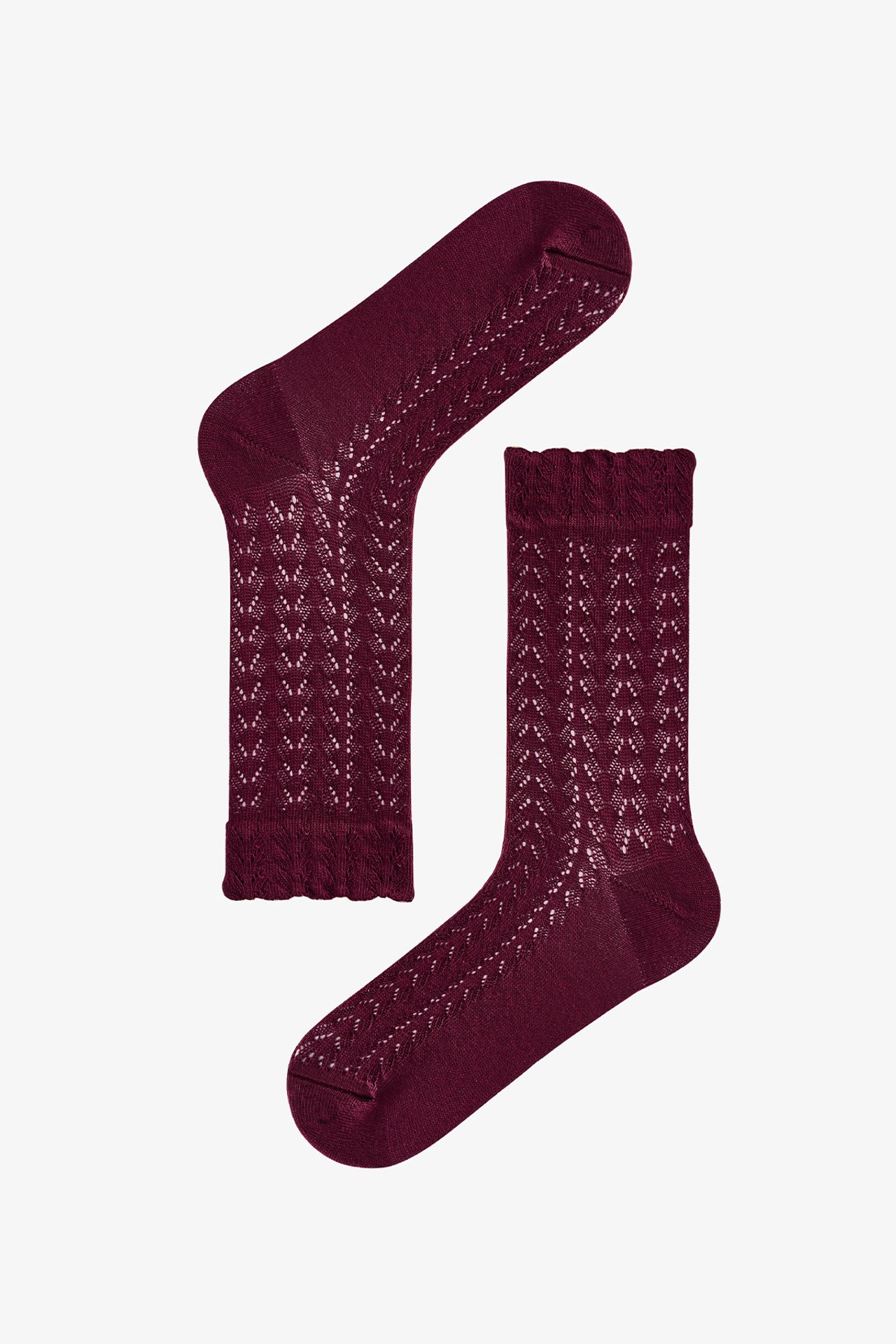 PENTI Silky Colosio Lace Pattern Cotton 2-Pack Crew Socks 3