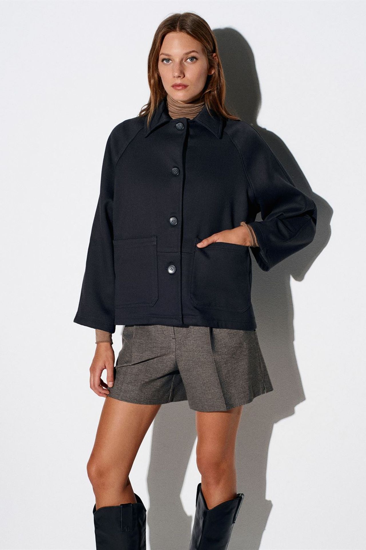 DILVIN Oversized Plush Woven Button Jacket