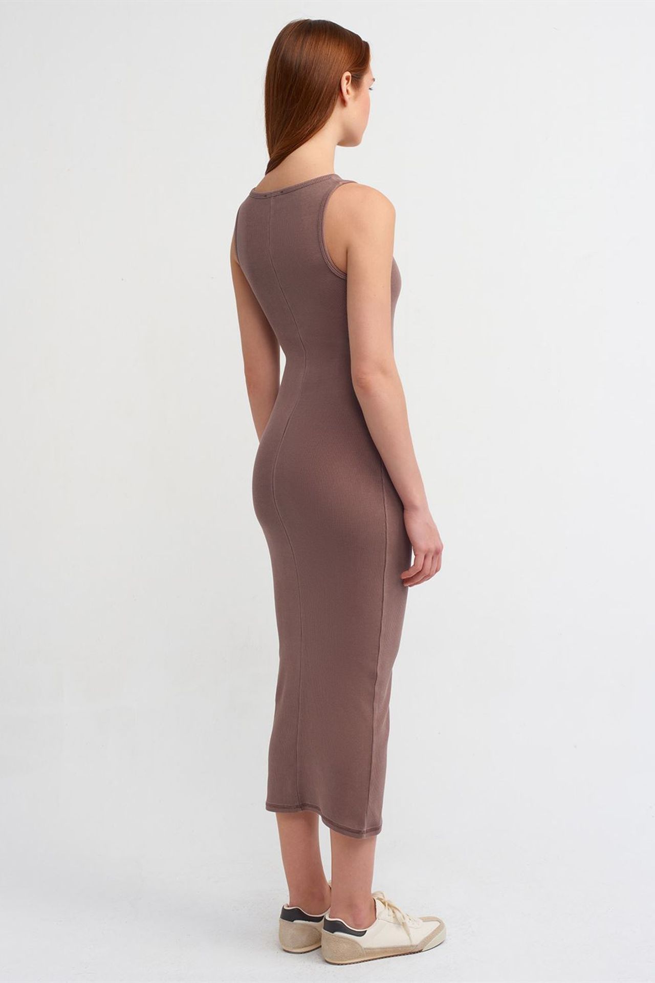DILVIN Kolsuz Bodycon Midi Elbise 2