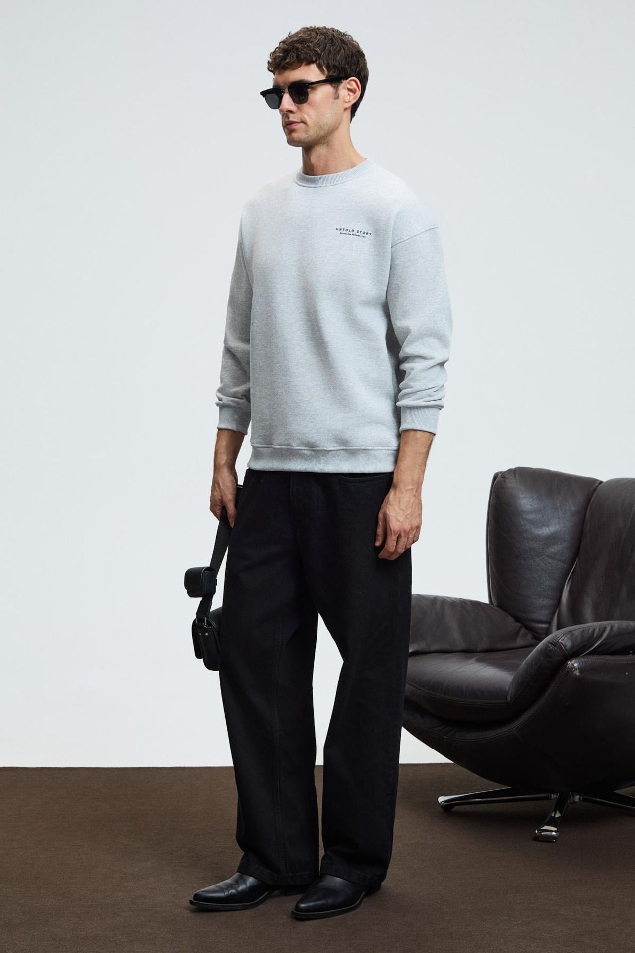 GRIMELANGE Oversize Bisiklet Yaka Logolu Sweatshirt 4