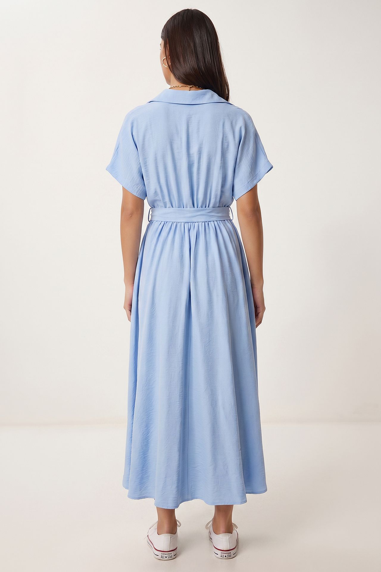 ISTANBUL Belted Poplin Shirt Midi Dress 3