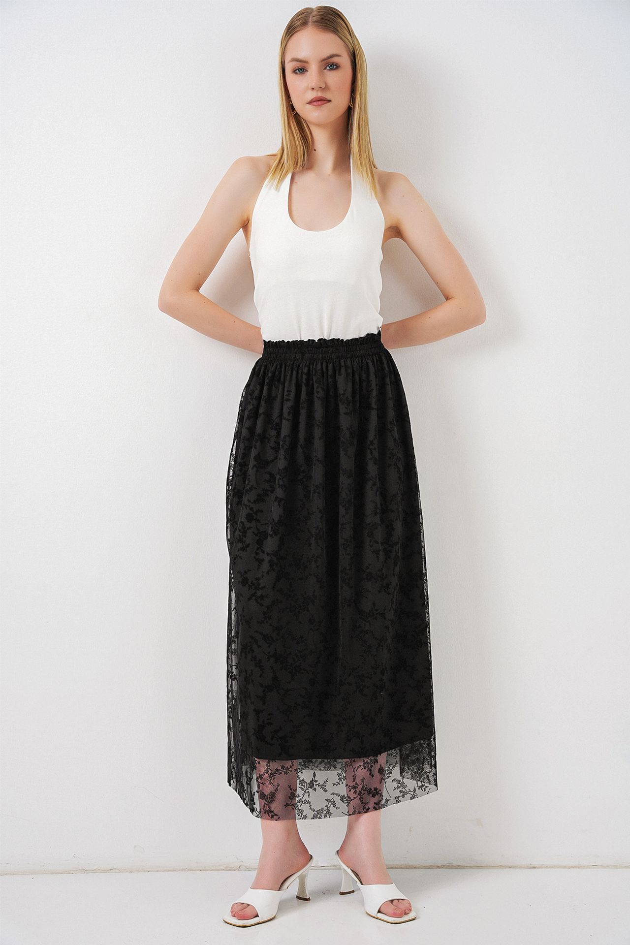 BDART Floral High Waist Maxi A-Line Skirt 5