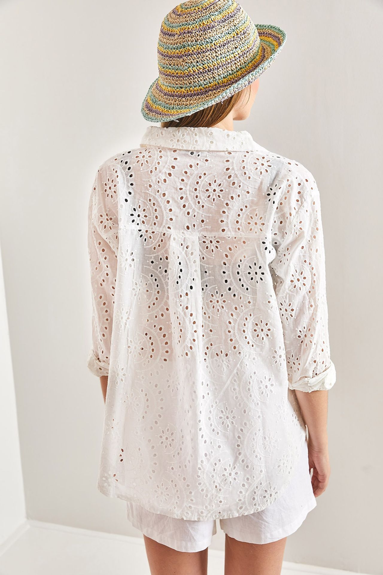 LUCCI Embroidered Lace Woven Shirt 4