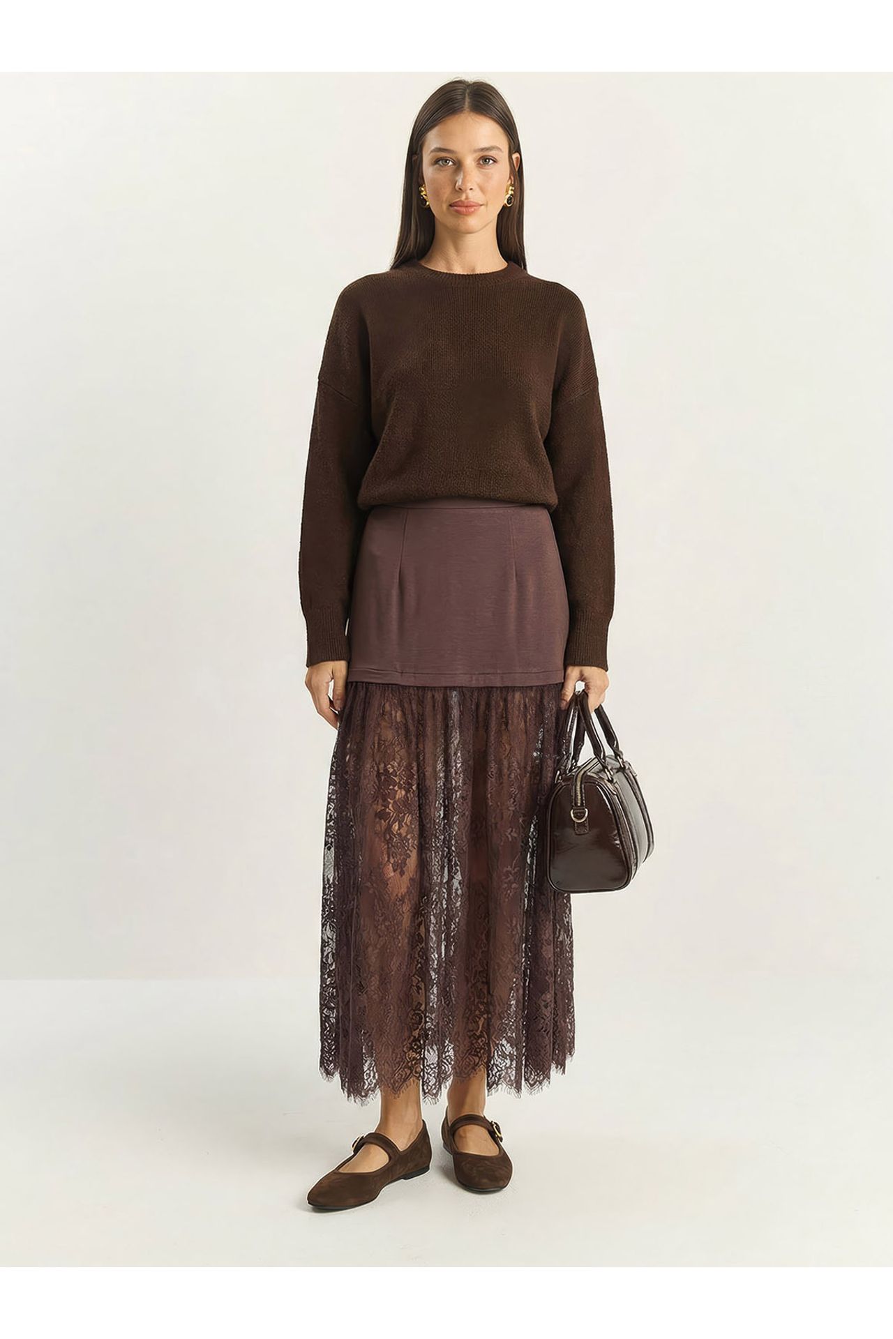 LUCCI High Waist Lace Maxi Skirt 2