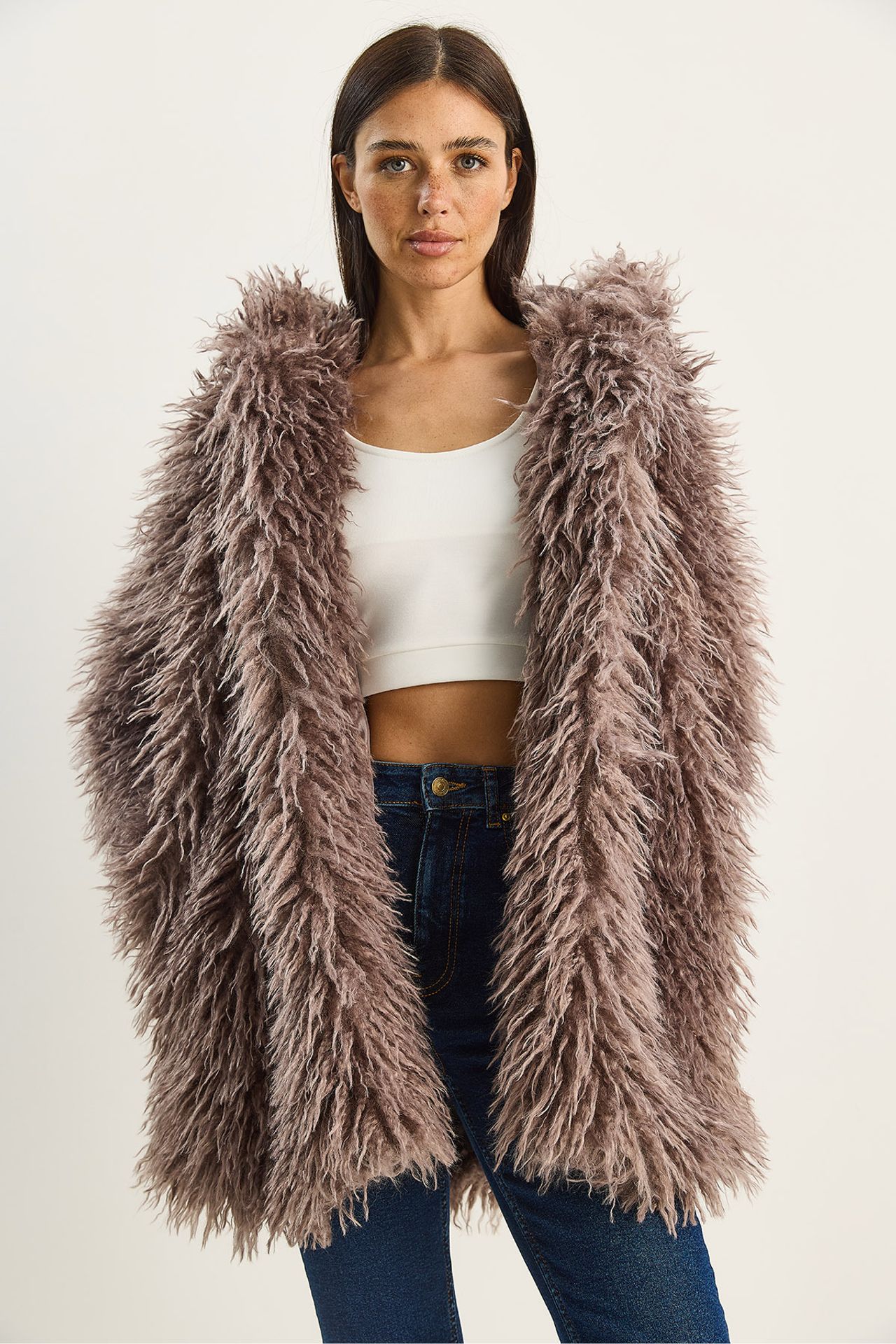 LUCCI Oversize Hooded Faux Fur Jacket 2