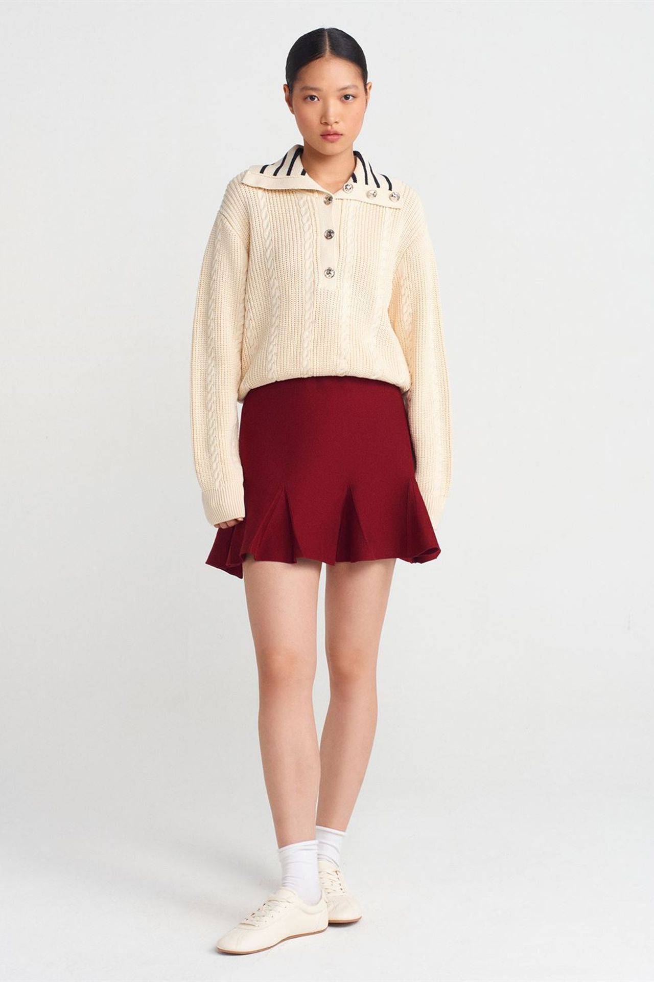 DILVIN High-Waist Ribbed Mini Skirt 1