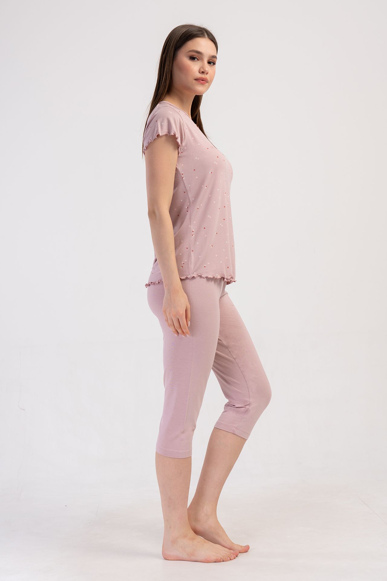 YAKE Kayık Yaka İki Parçalı Pijama Takımı 4