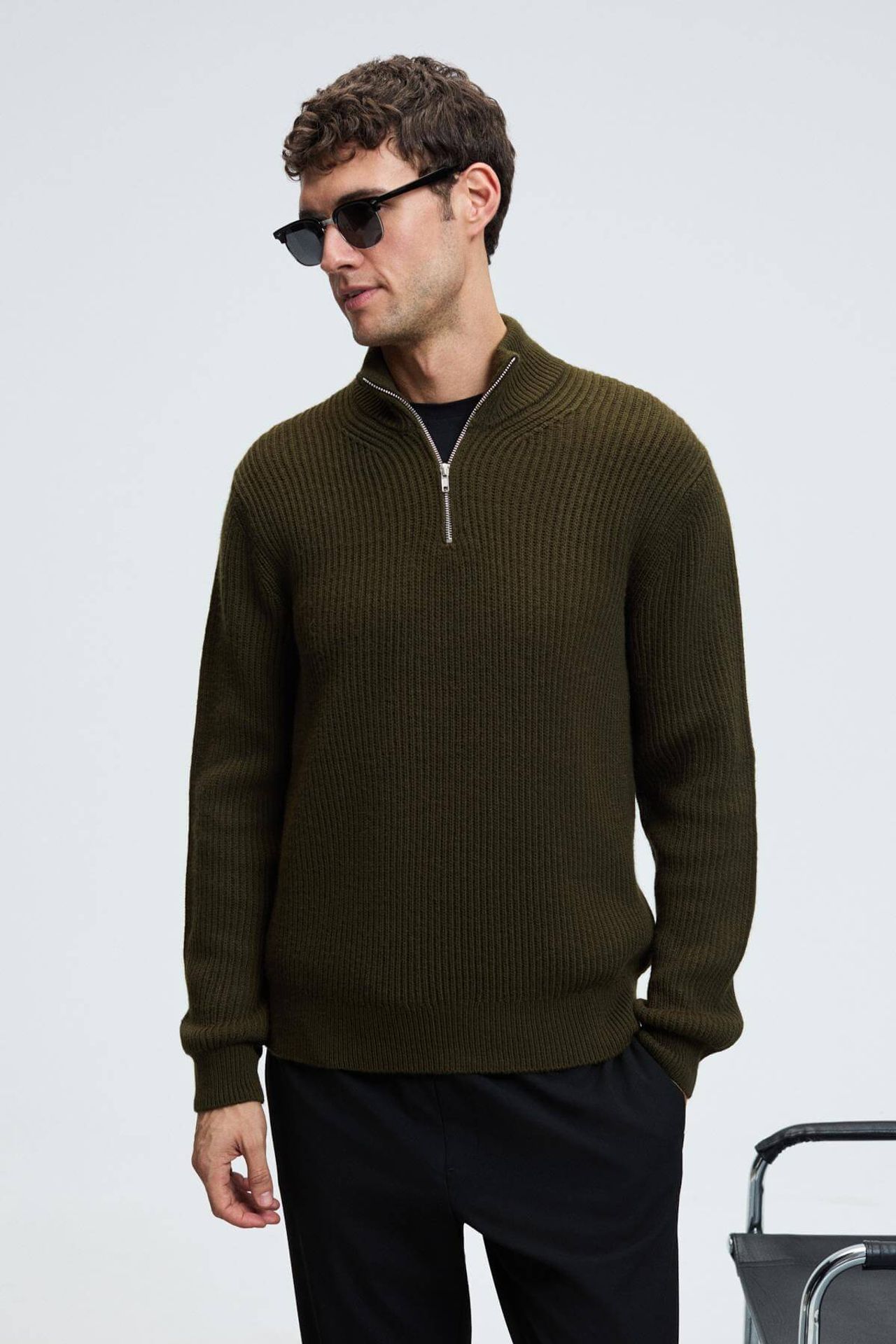 GRIMELANGE Zipper Collar Knit Jumper 4