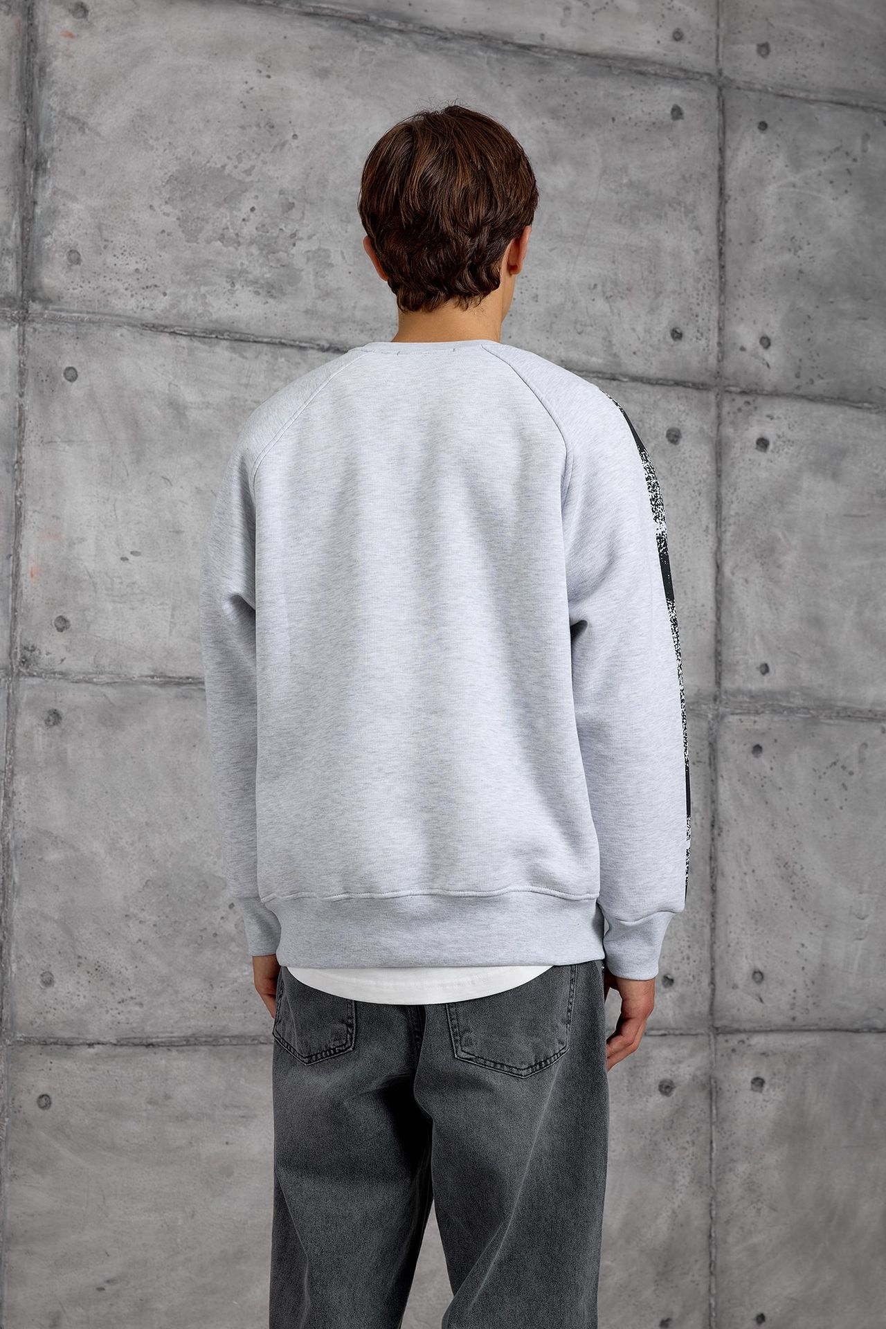 NOMARC Baskılı Çizgili Bisiklet Yaka Sweatshirt 4