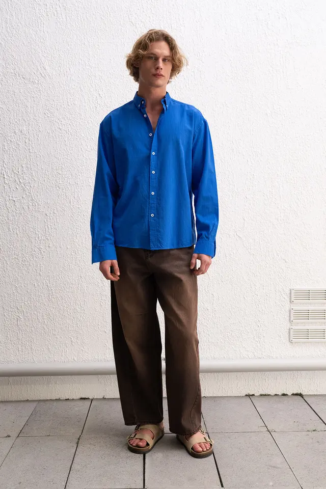 GIESTO Cotton Oversized Button-Up Shirt