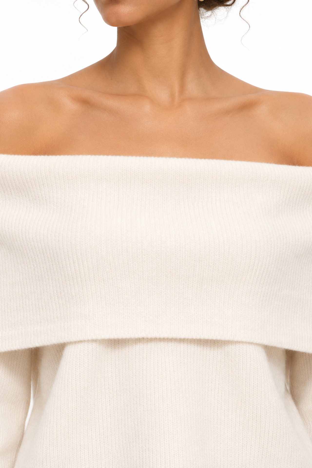 MIXRAY Oversized Ribbed Knitwear Blouse with Madonna Collar 5