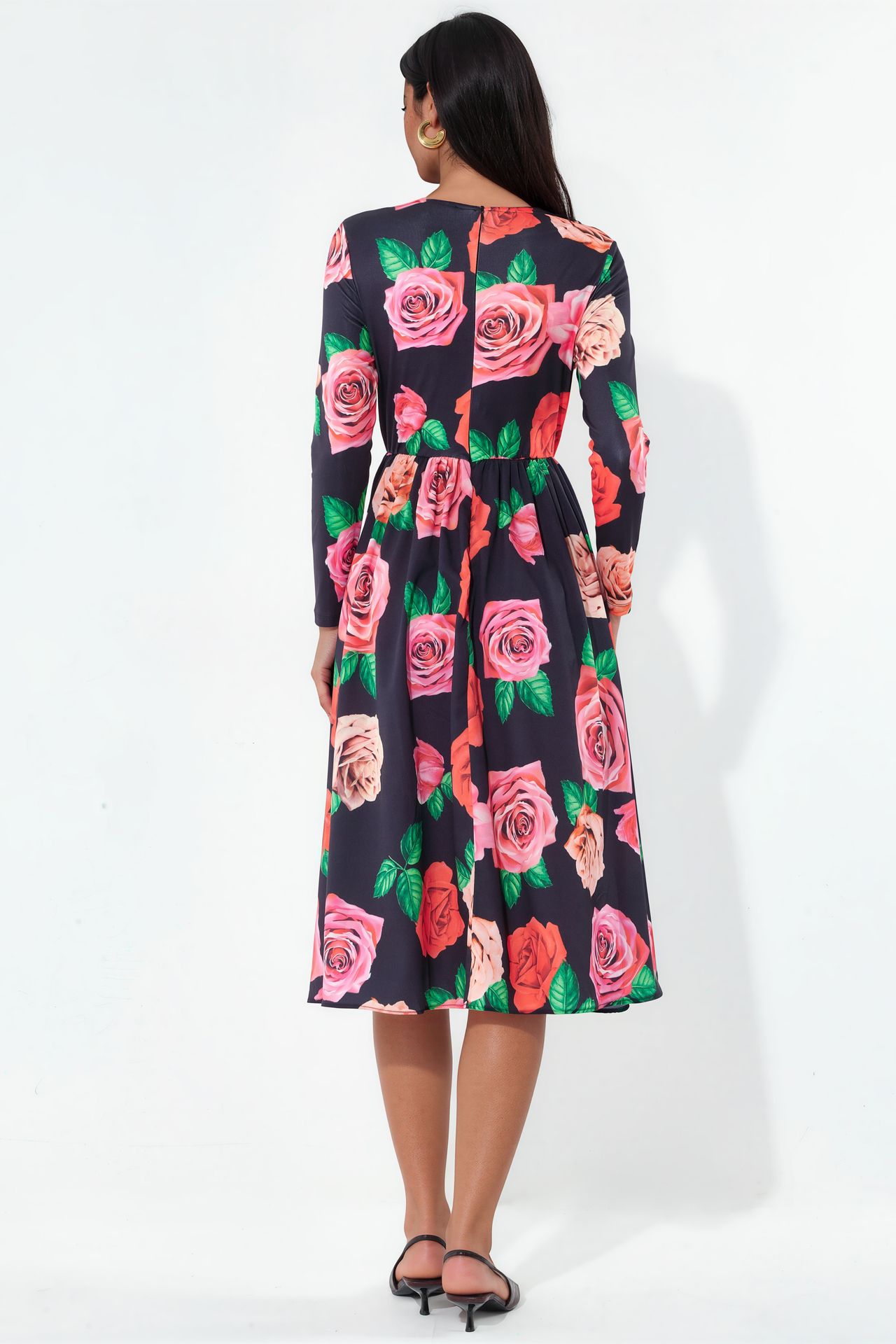 MSN Floral Belted Midi Skater Dress 4