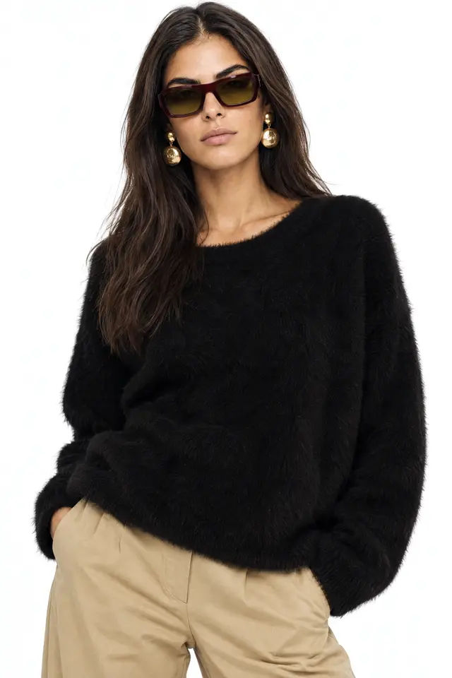 MIXRAY Asymmetrical Collar Knit Sweater