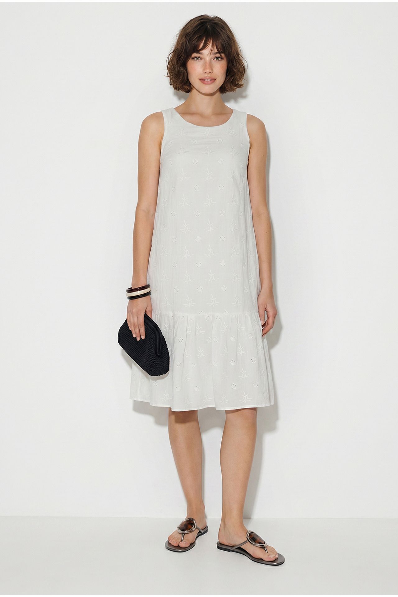 LUCCI Nakışlı Pamuklu Müslin Mini Smock Elbise 3