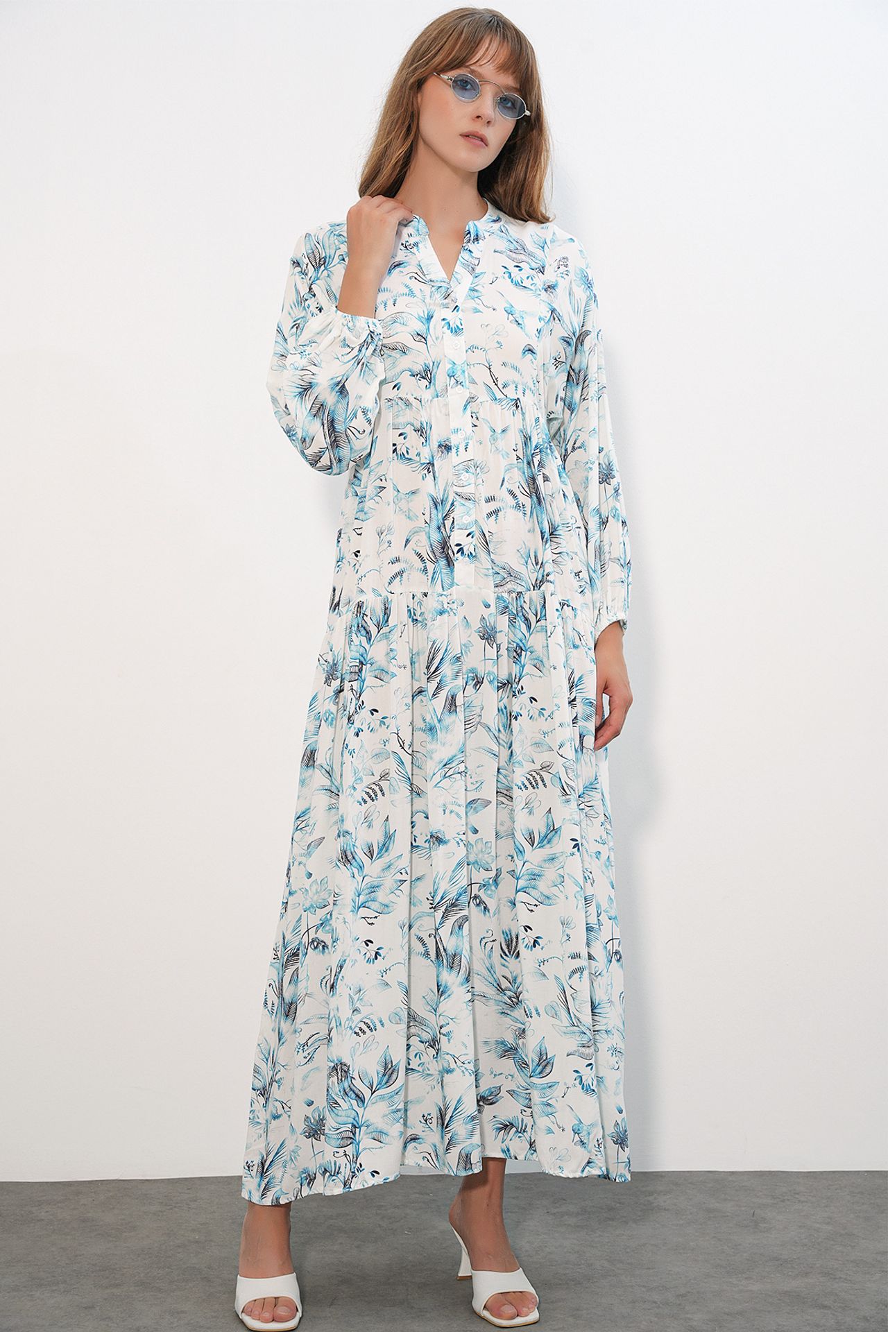 BDART Patterned V-Neck Maxi Dress