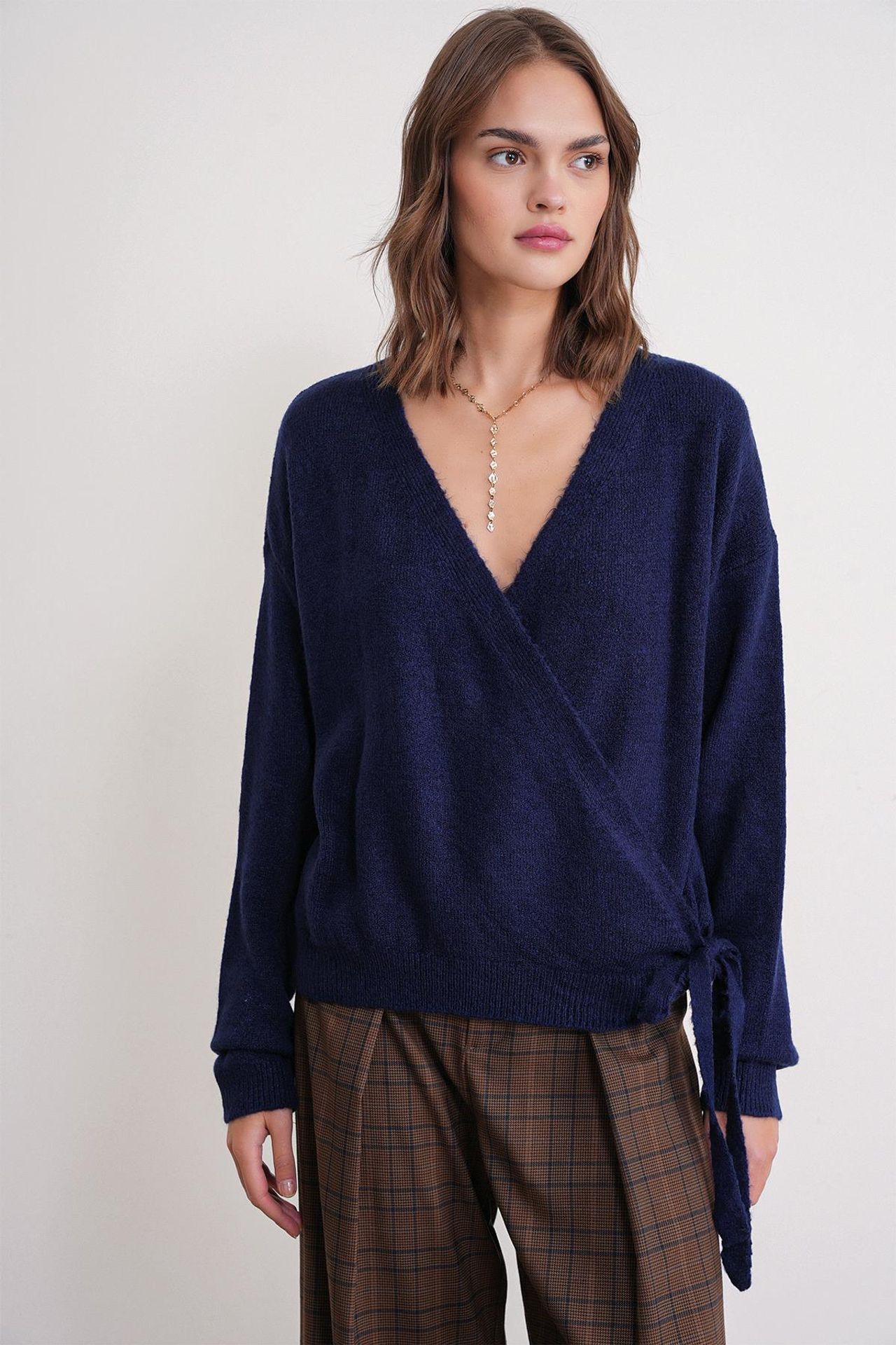 Mixray Ribbed V-Neck Tie-Front Cardigan 2